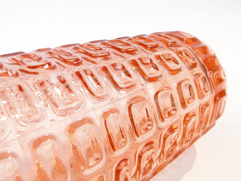 Vase Wulkan, orange pink, soda glass, by J. S. Drost, Huta Szkła Inwald, Poland, 1970s. - 389225