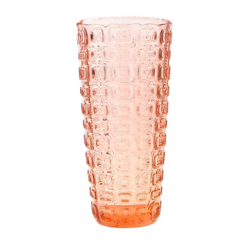 Vase Wulkan, orange pink, soda glass, by J. S. Drost, Huta Szkła Inwald, Poland, 1970s.