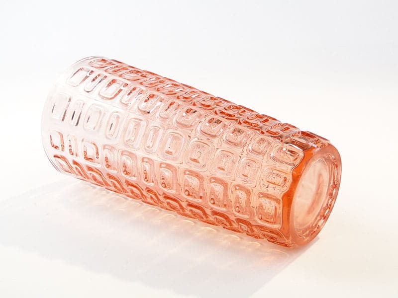 Vase Wulkan, orange pink, soda glass, by J. S. Drost, Huta Szkła Inwald, Poland, 1970s. - 389226