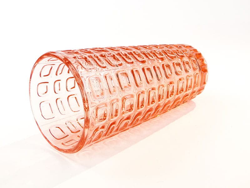 Vase Wulkan, orange pink, soda glass, by J. S. Drost, Huta Szkła Inwald, Poland, 1970s. - 389222