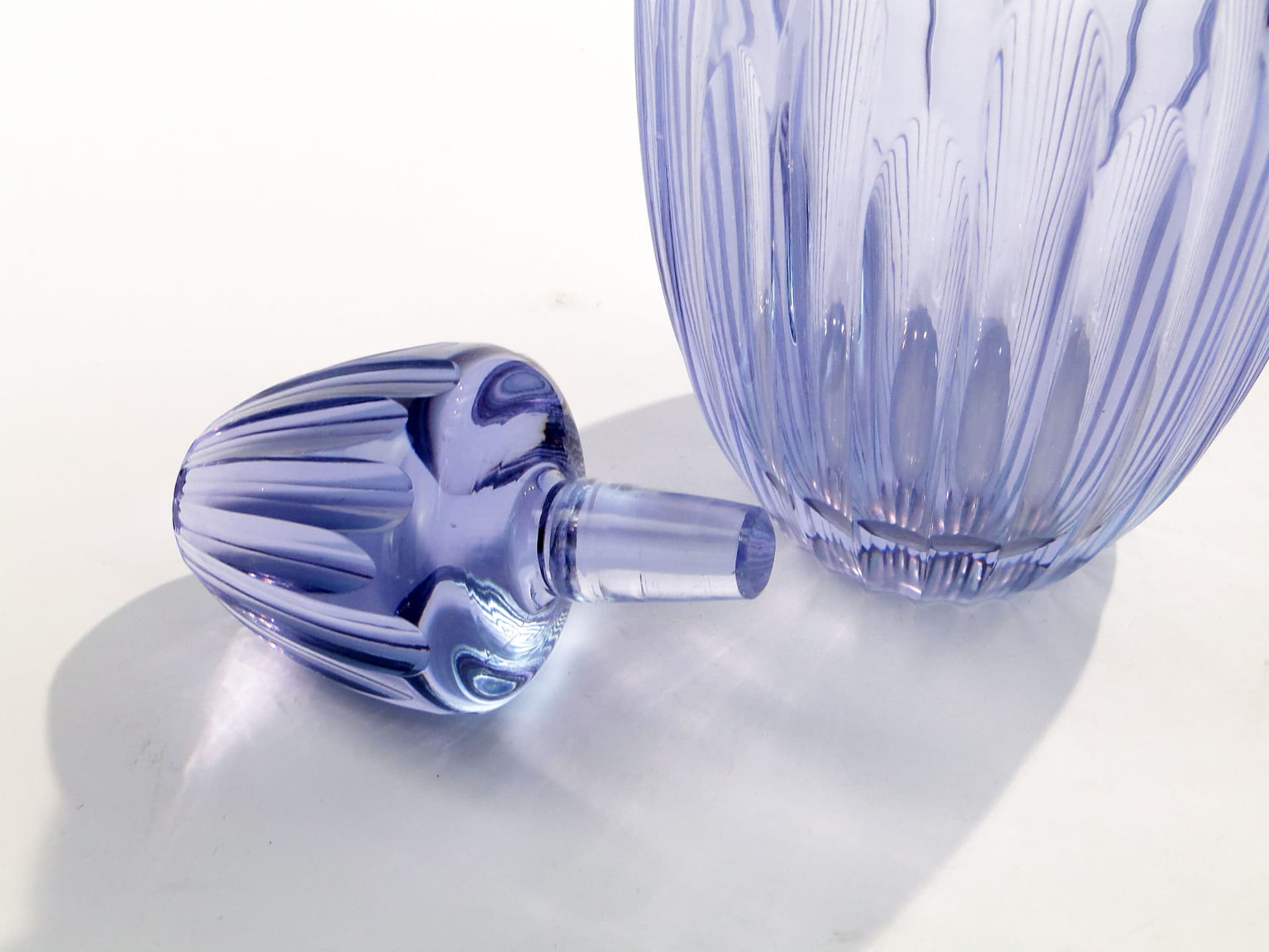 Decanter Beryl, transparent blue crystal, by I. Pastrankova, 1950s - 389298