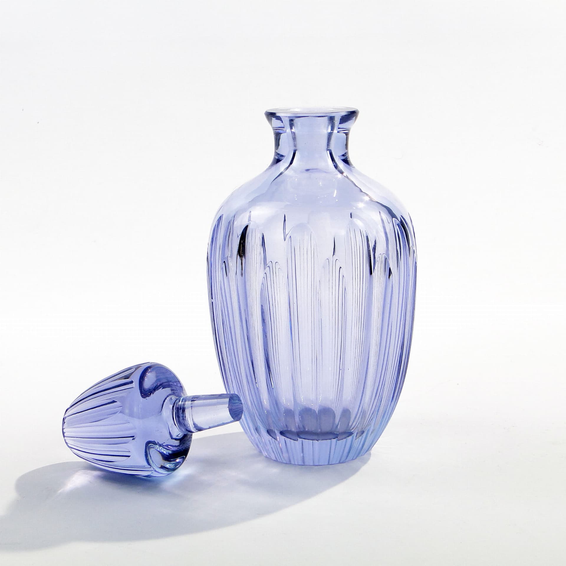 Decanter Beryl, transparent blue crystal, by I. Pastrankova, 1950s - 389297
