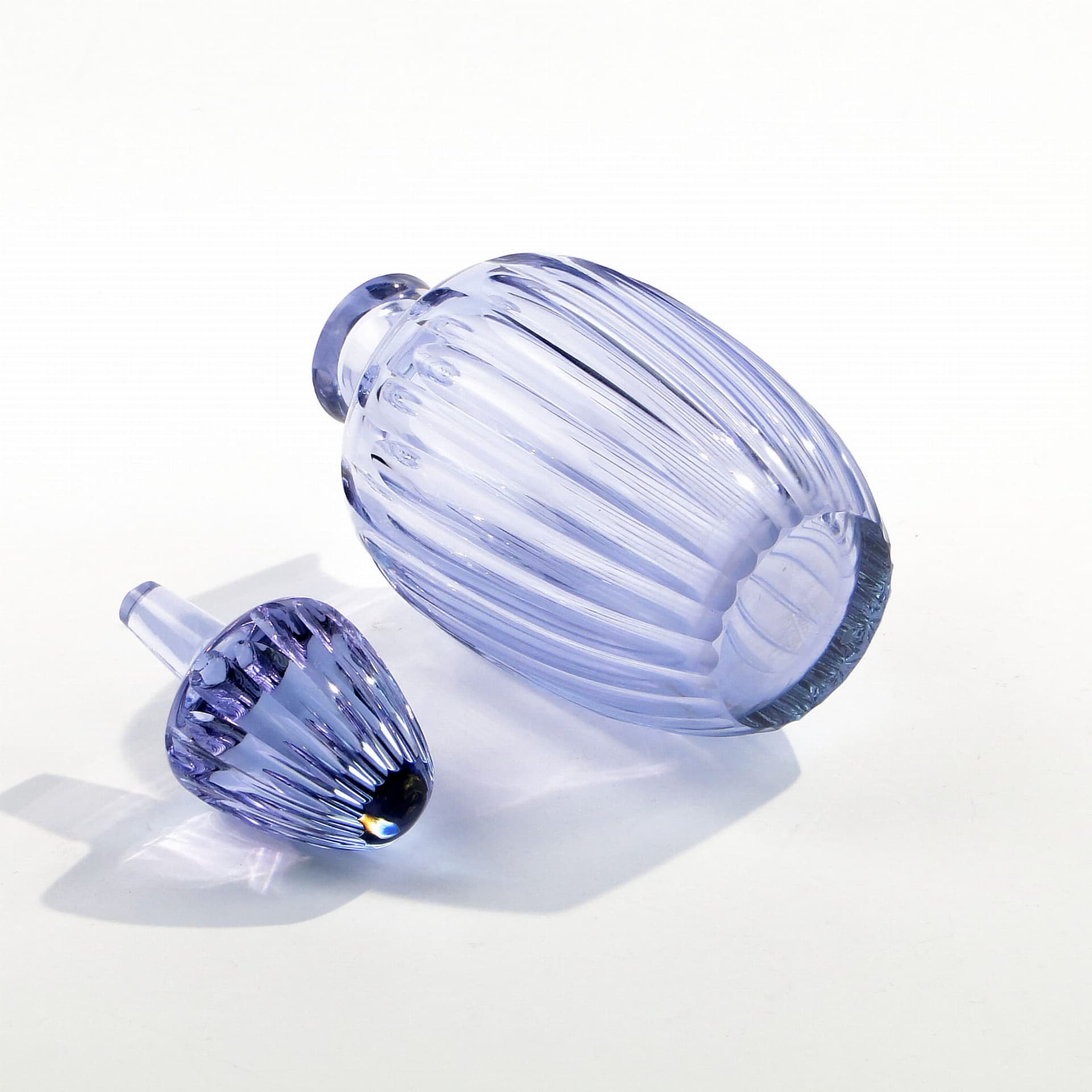 Decanter Beryl, transparent blue crystal, by I. Pastrankova, 1950s - 389294
