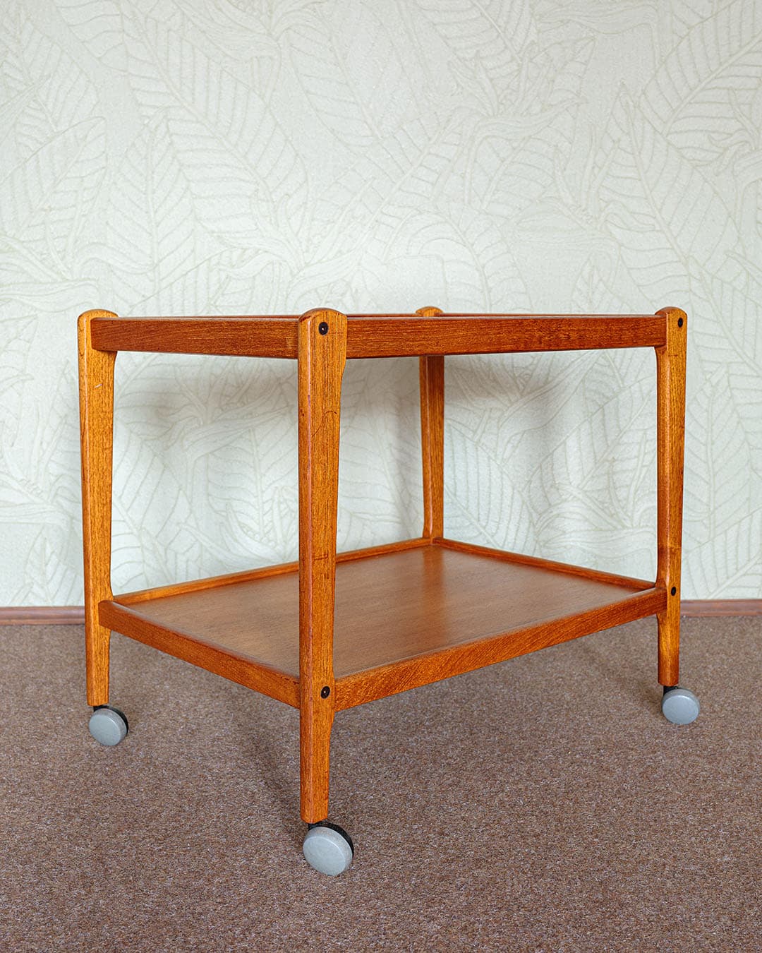 Bar cart, brown ceramic, brown wood, Denmark, 1970s - 389309