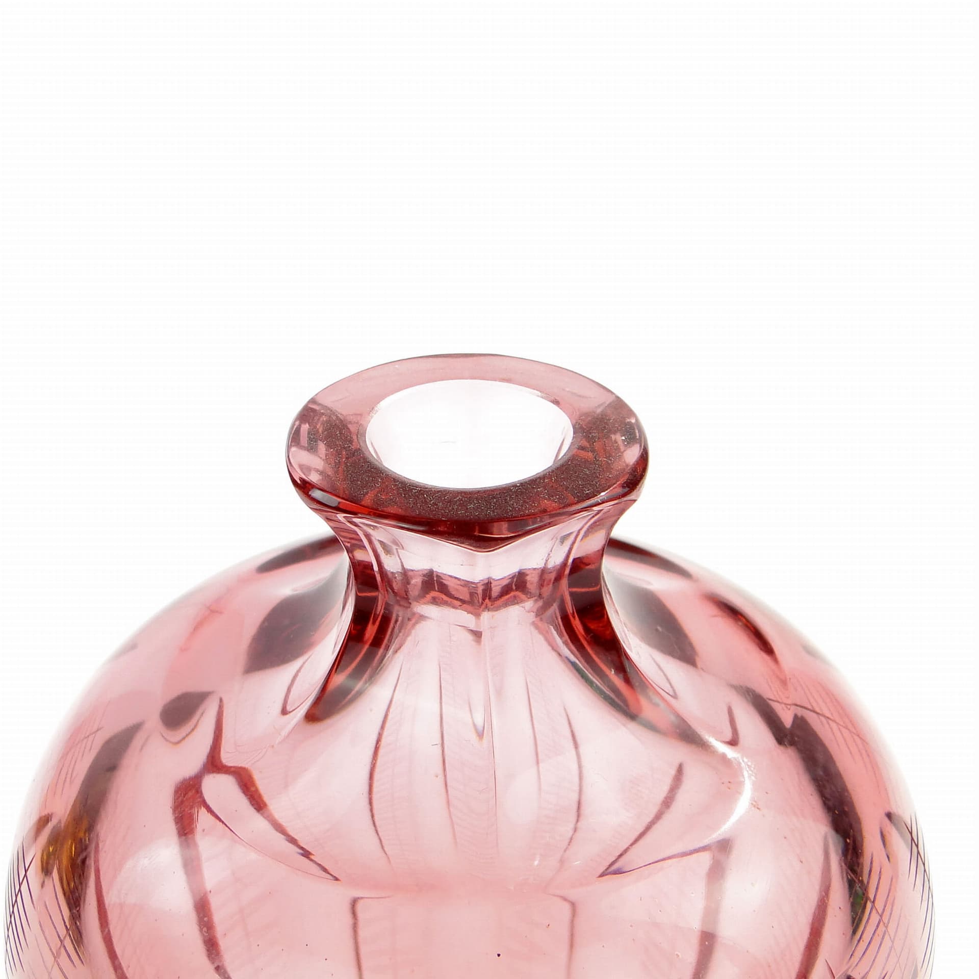 Decanter Beryl, pink crystal, by I. Pastrankova, Moser, 1950s - 389315