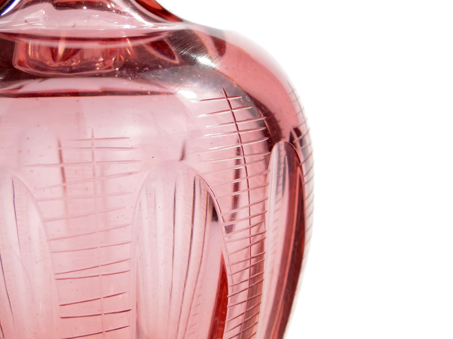 Decanter Beryl, pink crystal, by I. Pastrankova, Moser, 1950s - 389322