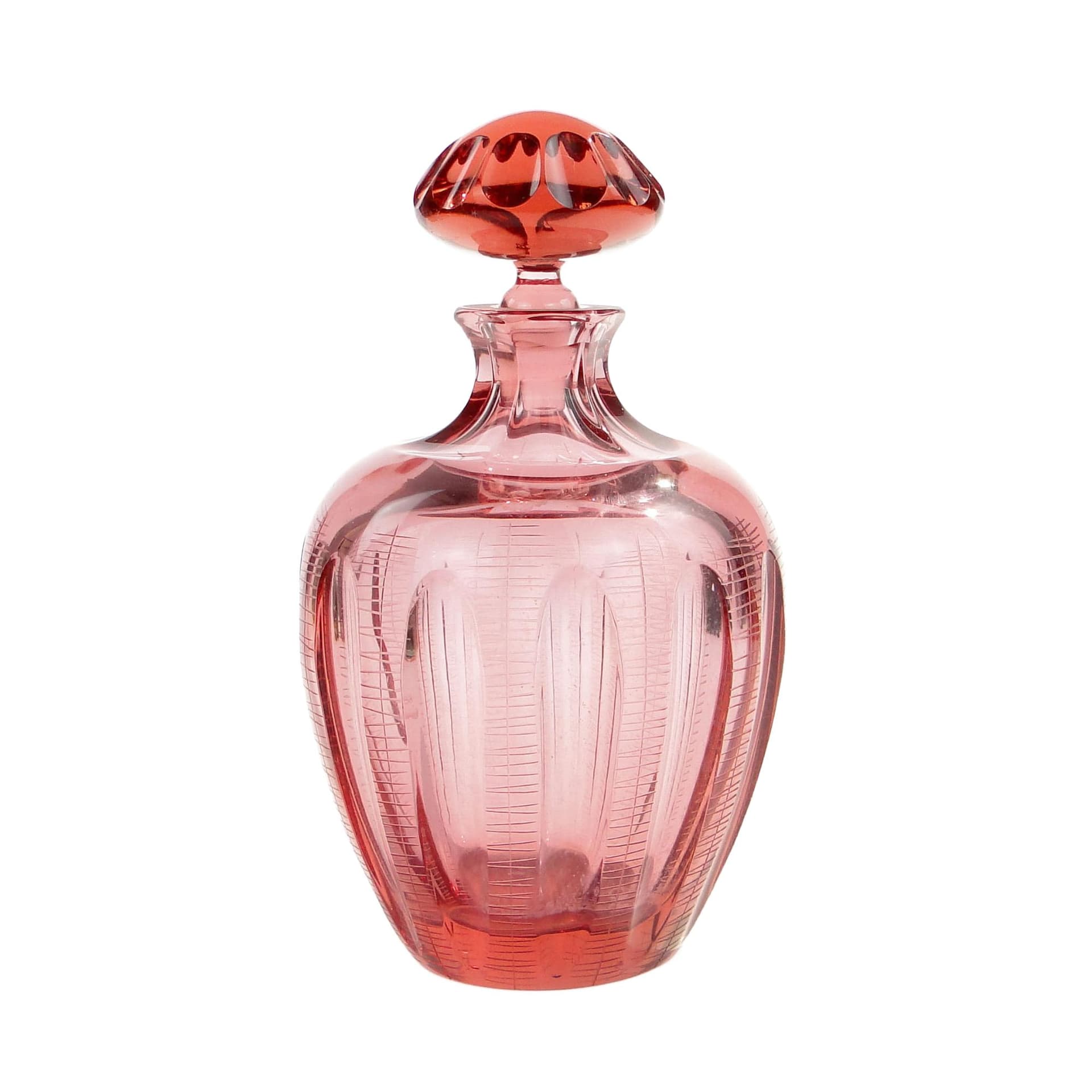 Decanter Beryl, pink crystal, by I. Pastrankova, Moser, 1950s