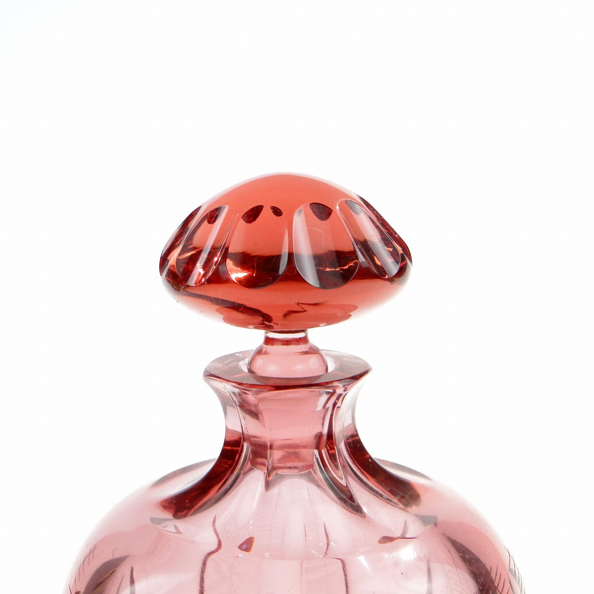 Decanter Beryl, pink crystal, by I. Pastrankova, Moser, 1950s - 389317