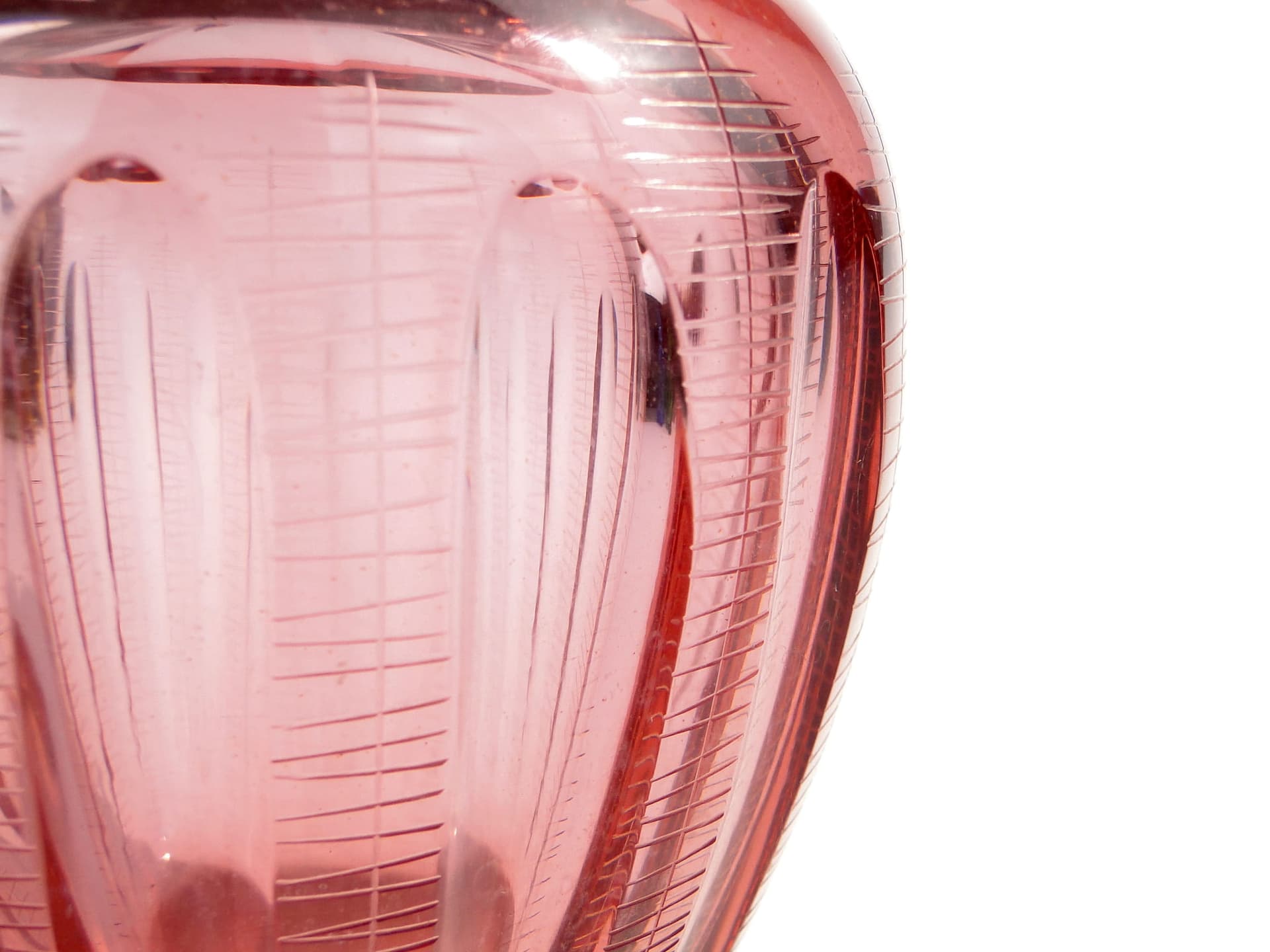 Decanter Beryl, pink crystal, by I. Pastrankova, Moser, 1950s - 389323
