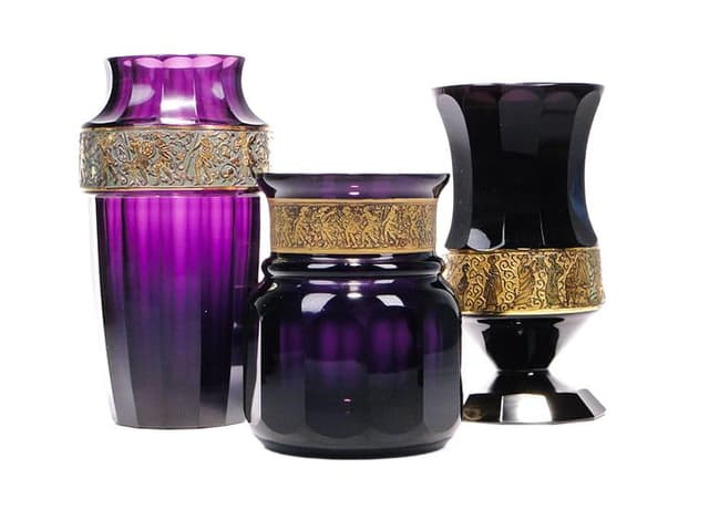 Vase Art Deco, amethyst crystal, gilt, Ludwik Moser & Sohne, Bohemia, 1920s - DIMENSION