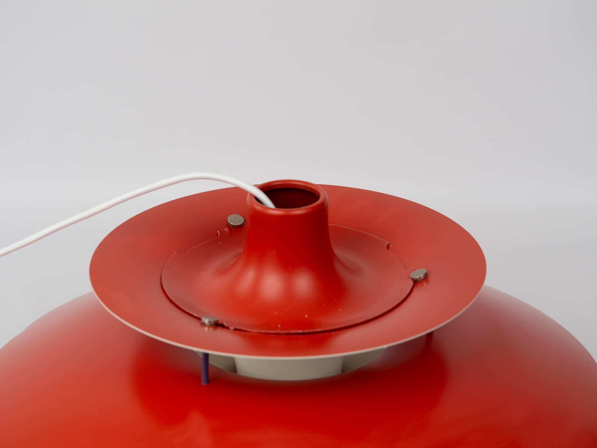 Pendant lamp PH 5, red aluminium, by P. Henningsen, Louis Poulsen, Denmark, 1960s. - 389357