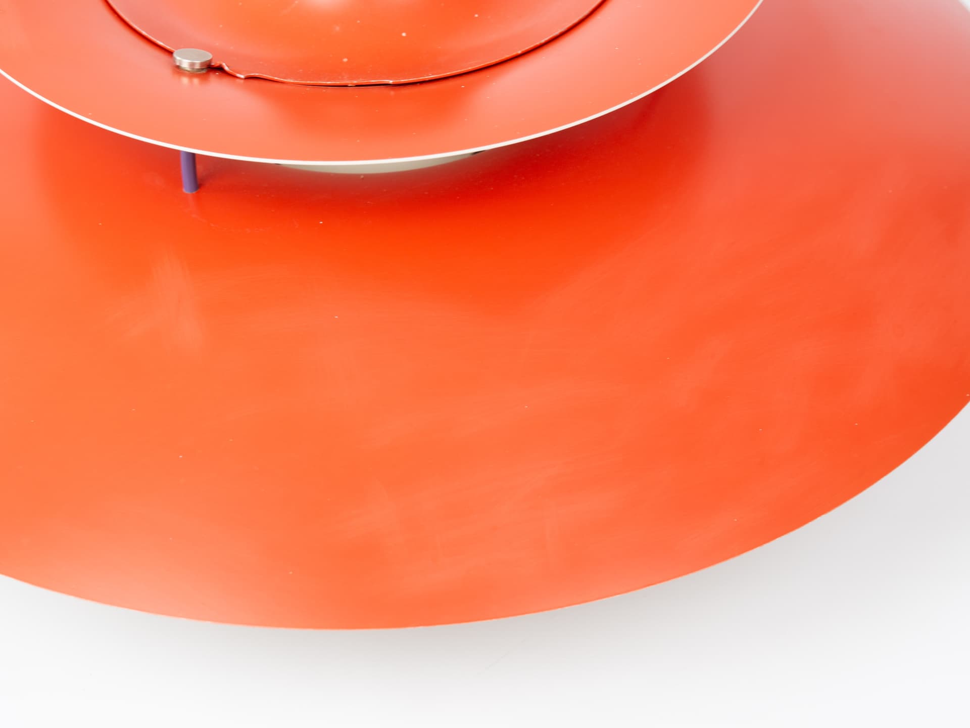 Pendant lamp PH 5, red aluminium, by P. Henningsen, Louis Poulsen, Denmark, 1960s. - 389359