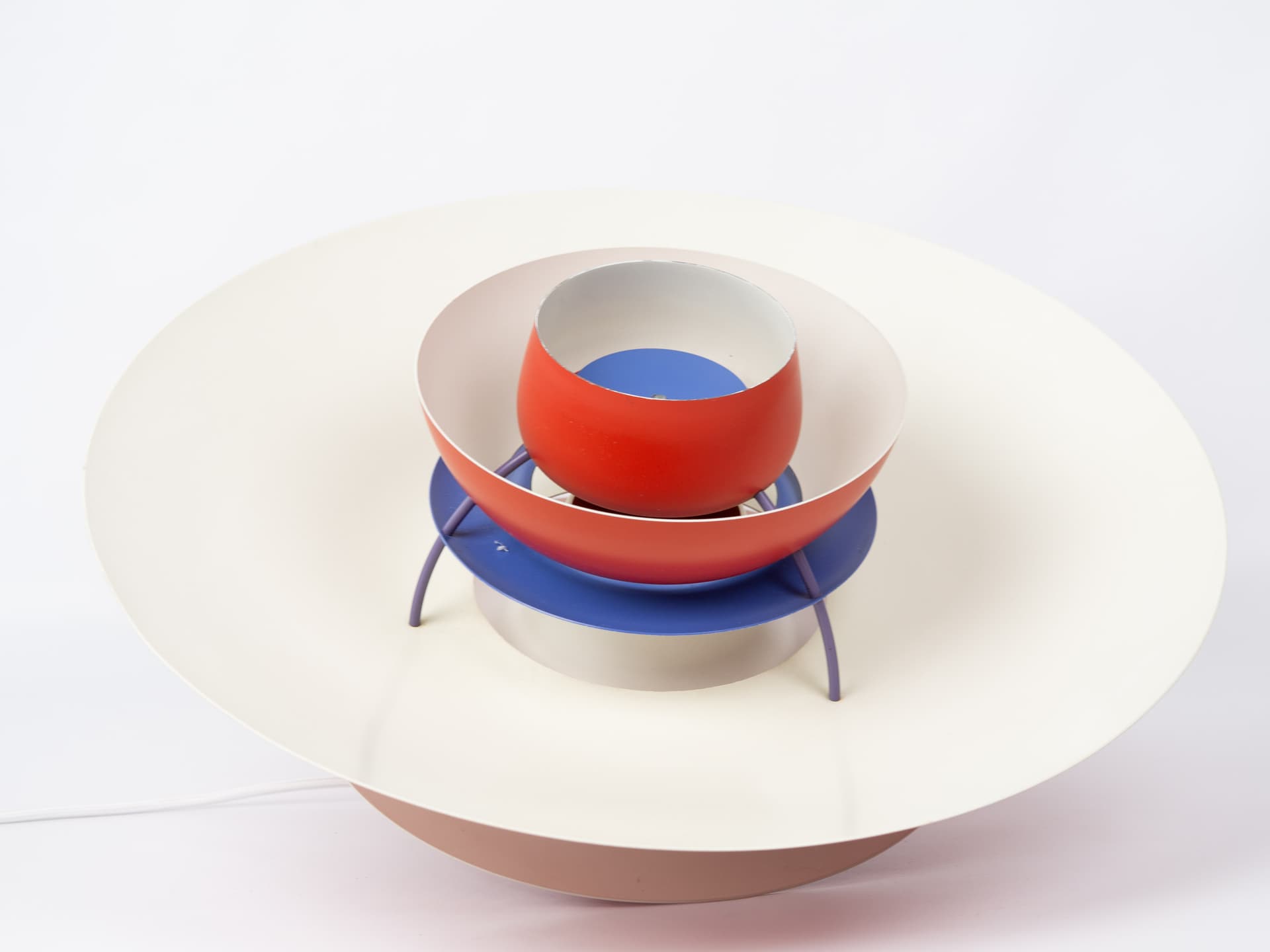 Pendant lamp PH 5, red aluminium, by P. Henningsen, Louis Poulsen, Denmark, 1960s. - 389361