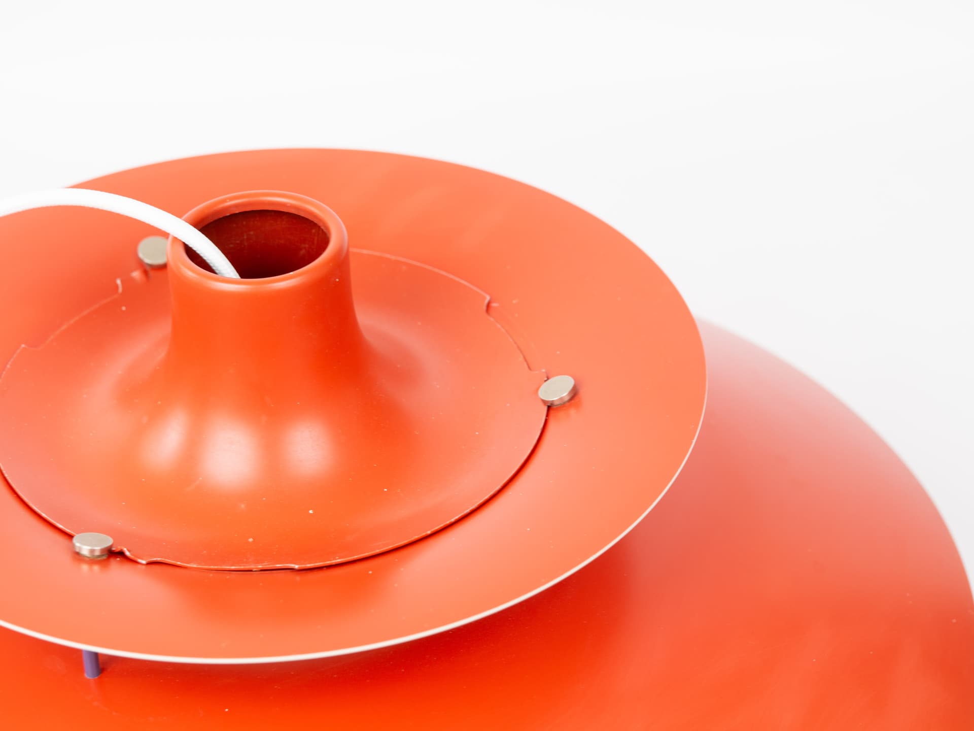 Pendant lamp PH 5, red aluminium, by P. Henningsen, Louis Poulsen, Denmark, 1960s. - 389364