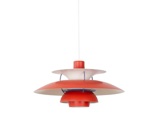 Pendant lamp PH 5, red aluminium, by P. Henningsen, Louis Poulsen, Denmark, 1960s. - DIMENSION