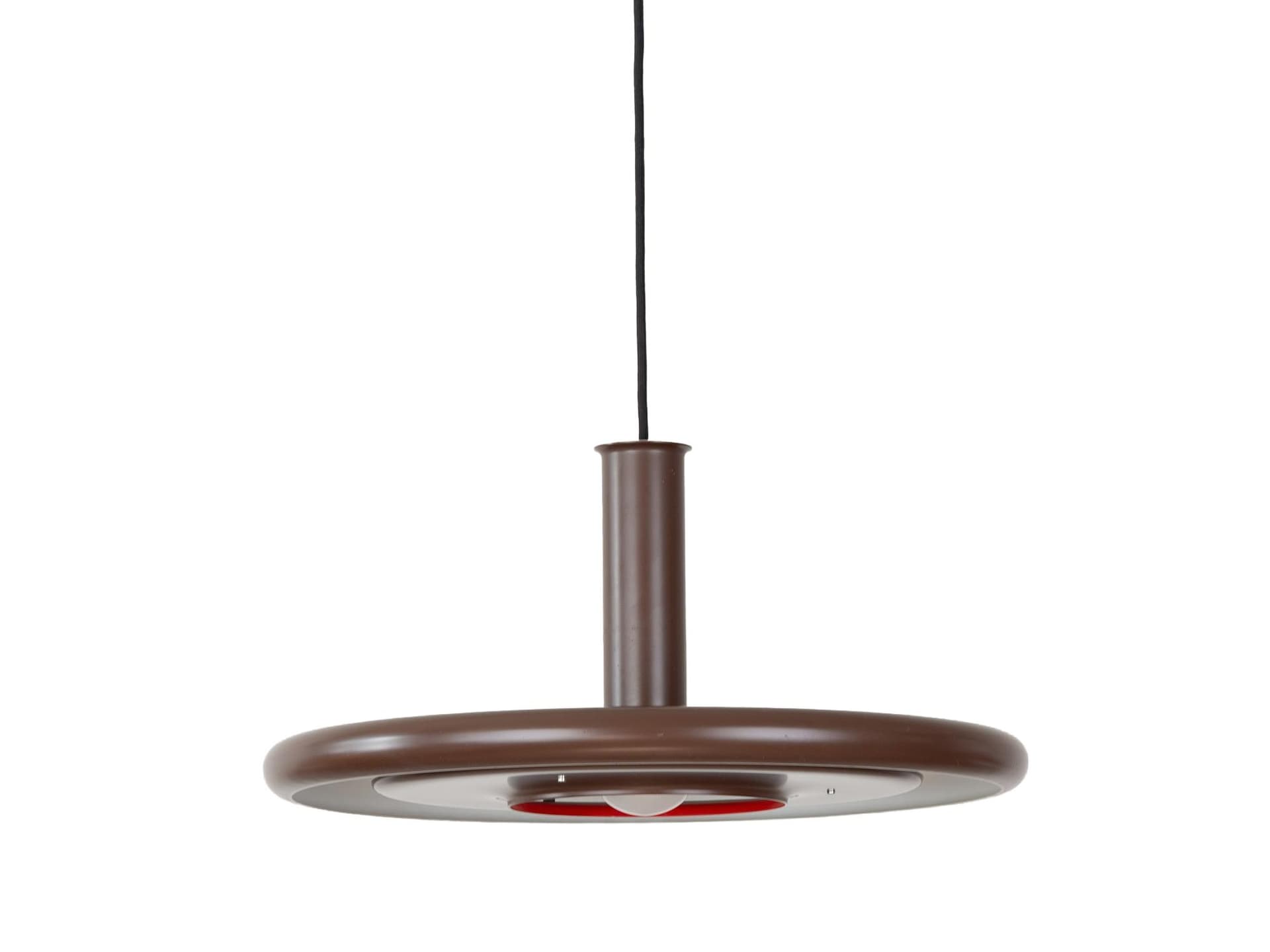 Pendant lamp Optima, brown metal, by H. Due, Fog & Mørup, Denmark, 1970s.