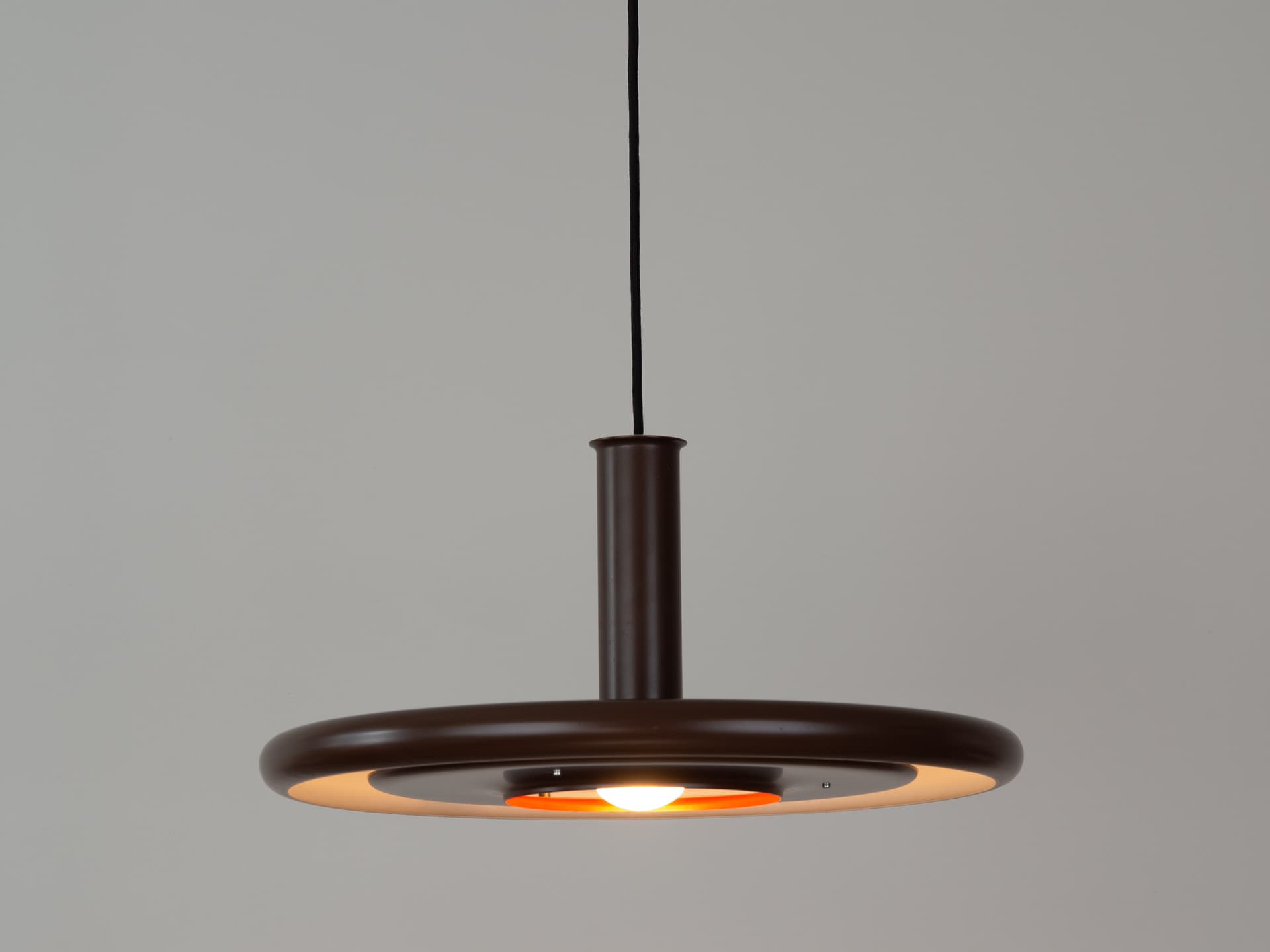 Pendant lamp Optima, brown metal, by H. Due, Fog & Mørup, Denmark, 1970s. - 389380