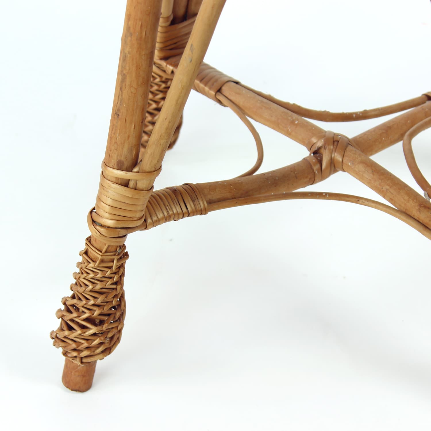 Stool, brown rattan, Czechoslovakia, 1960s - 389394