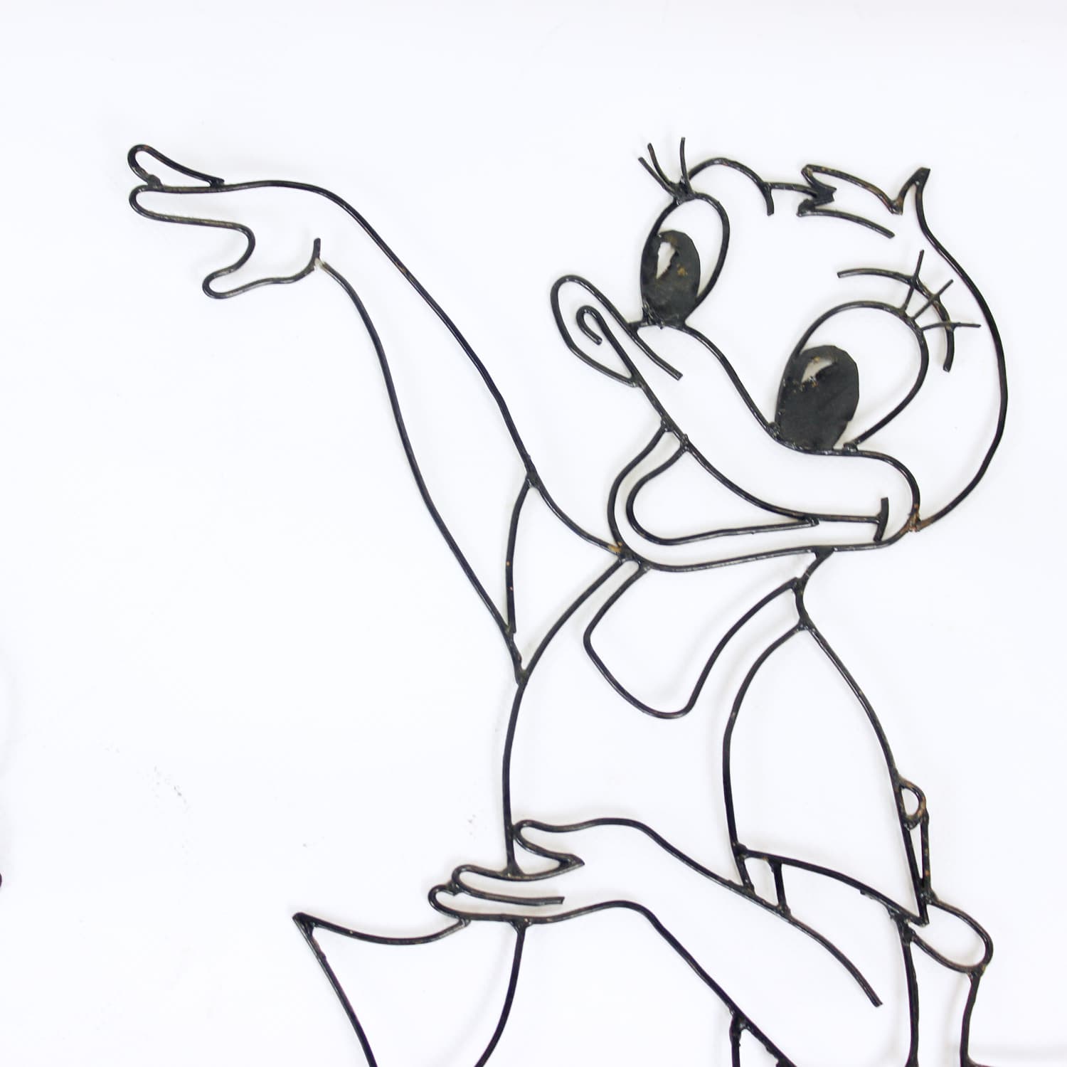 Set of two wall decorations Donald & Daisy Duck, black metal, Disney, Austria, 1960s - 389411