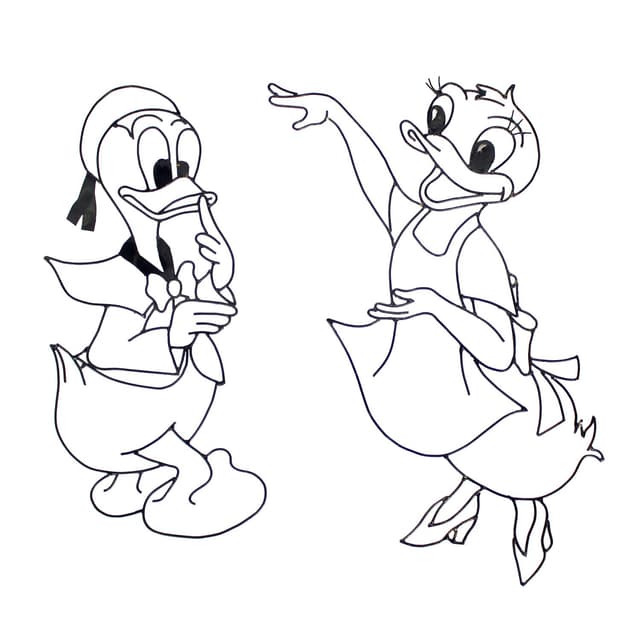 Set of two wall decorations Donald & Daisy Duck, black metal, Disney, Austria, 1960s - DIMENSION