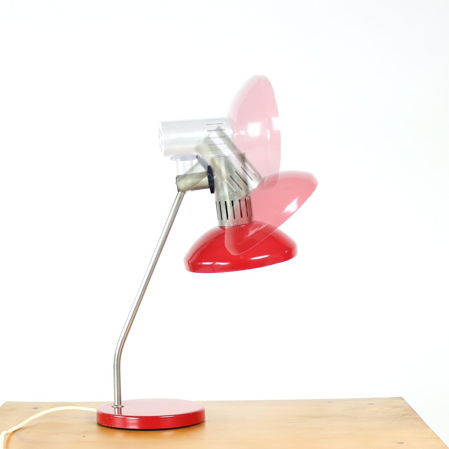 Lampa stołowa, czerwony aluminium, stal szczotkowana, Niemcy, lata 70. - 389427