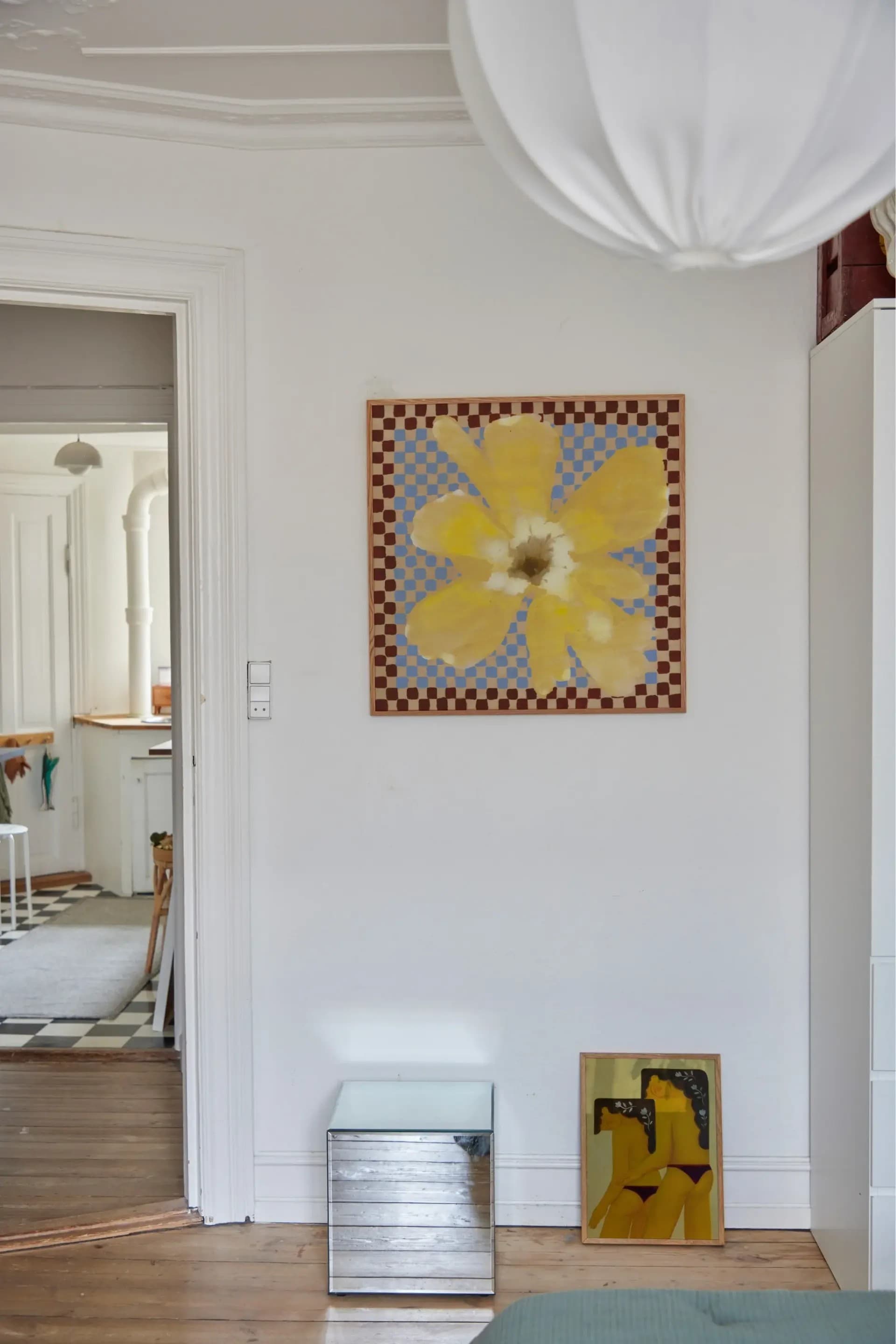 Poster Flower with Checks 03 50x50, by L. Greenberg, Paper Collective - 389474