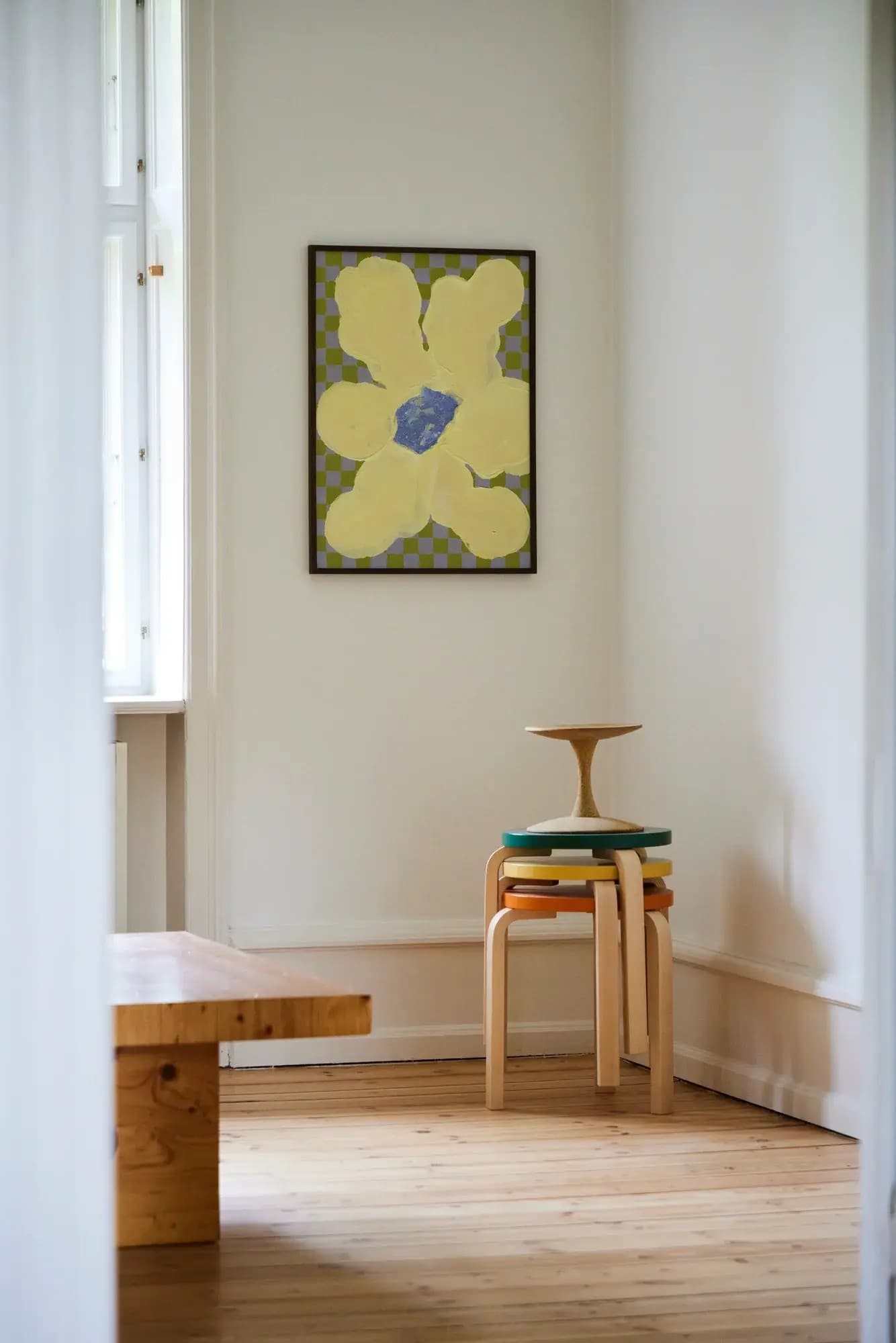 Poster Flowers with Checks 04 50x70, by L. Greenberg, Paper Collective - 389477