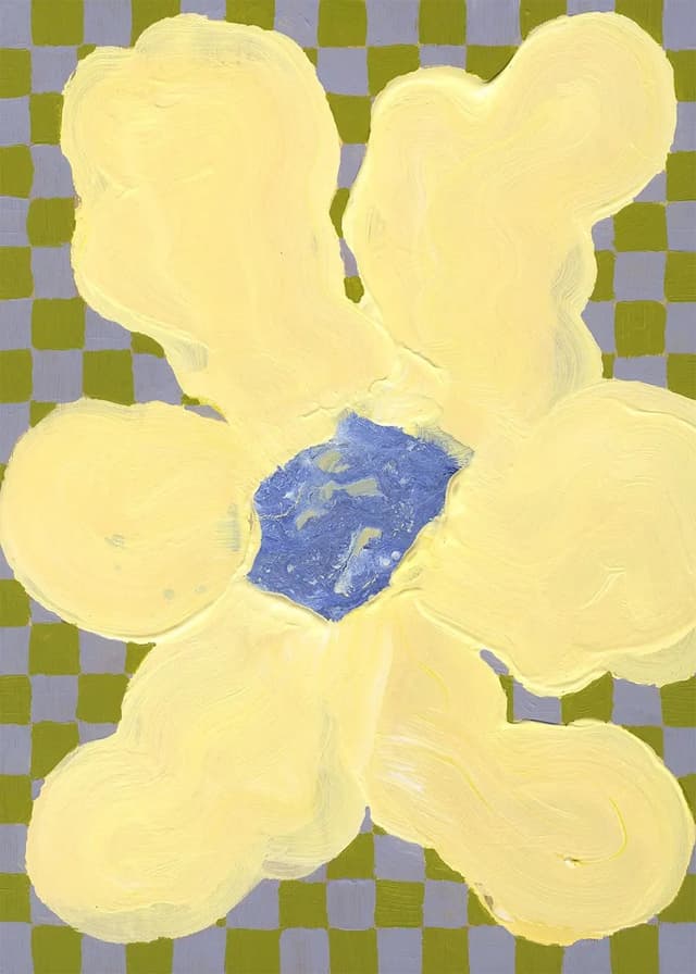 Poster Flowers with Checks 04 50x70, by L. Greenberg, Paper Collective - DIMENSION