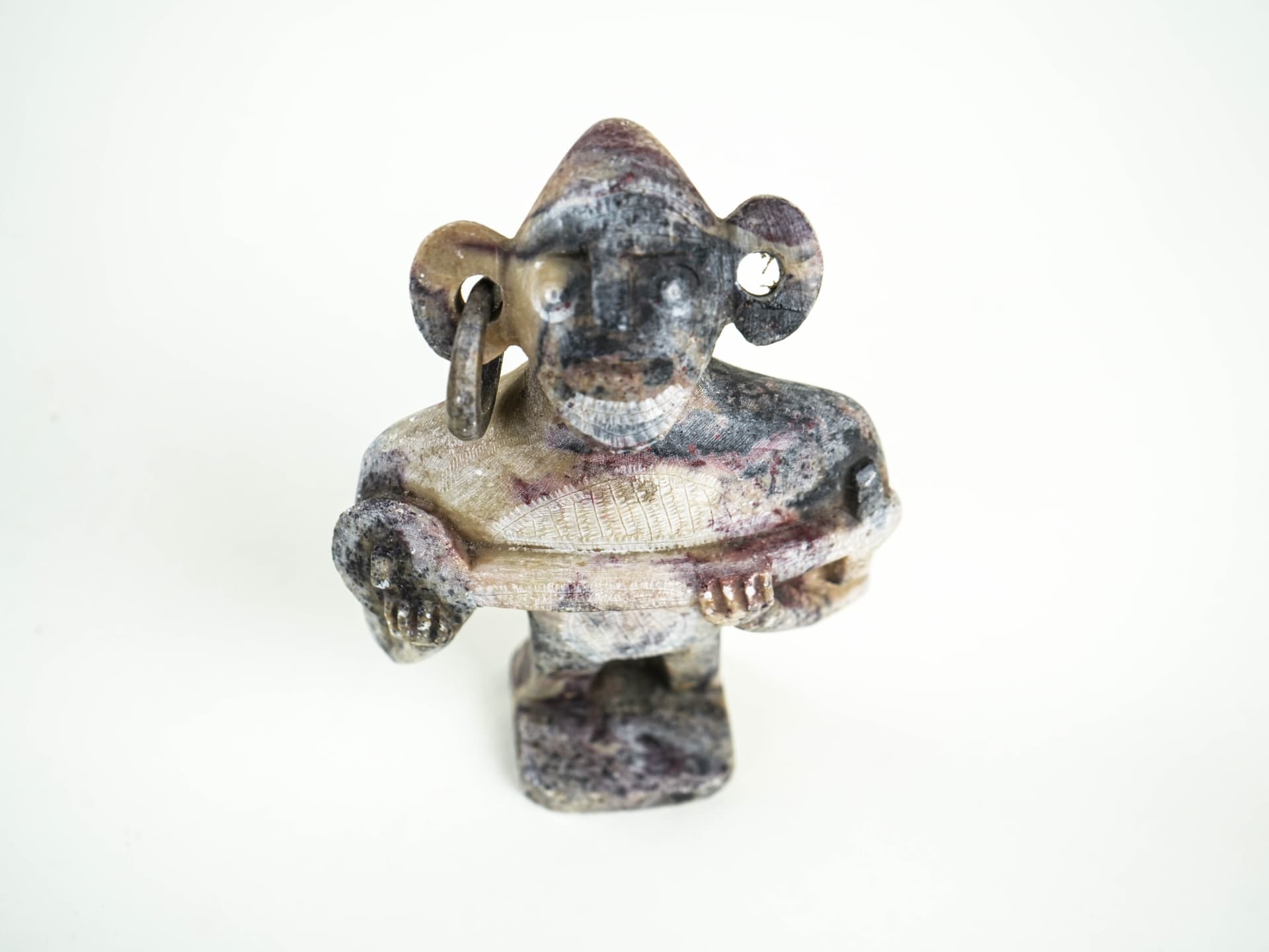 Figurka dekoracyjna, modernistyczna, kamień beżowy szary brązowy fioletowy, Europa, lata 70. - 389604