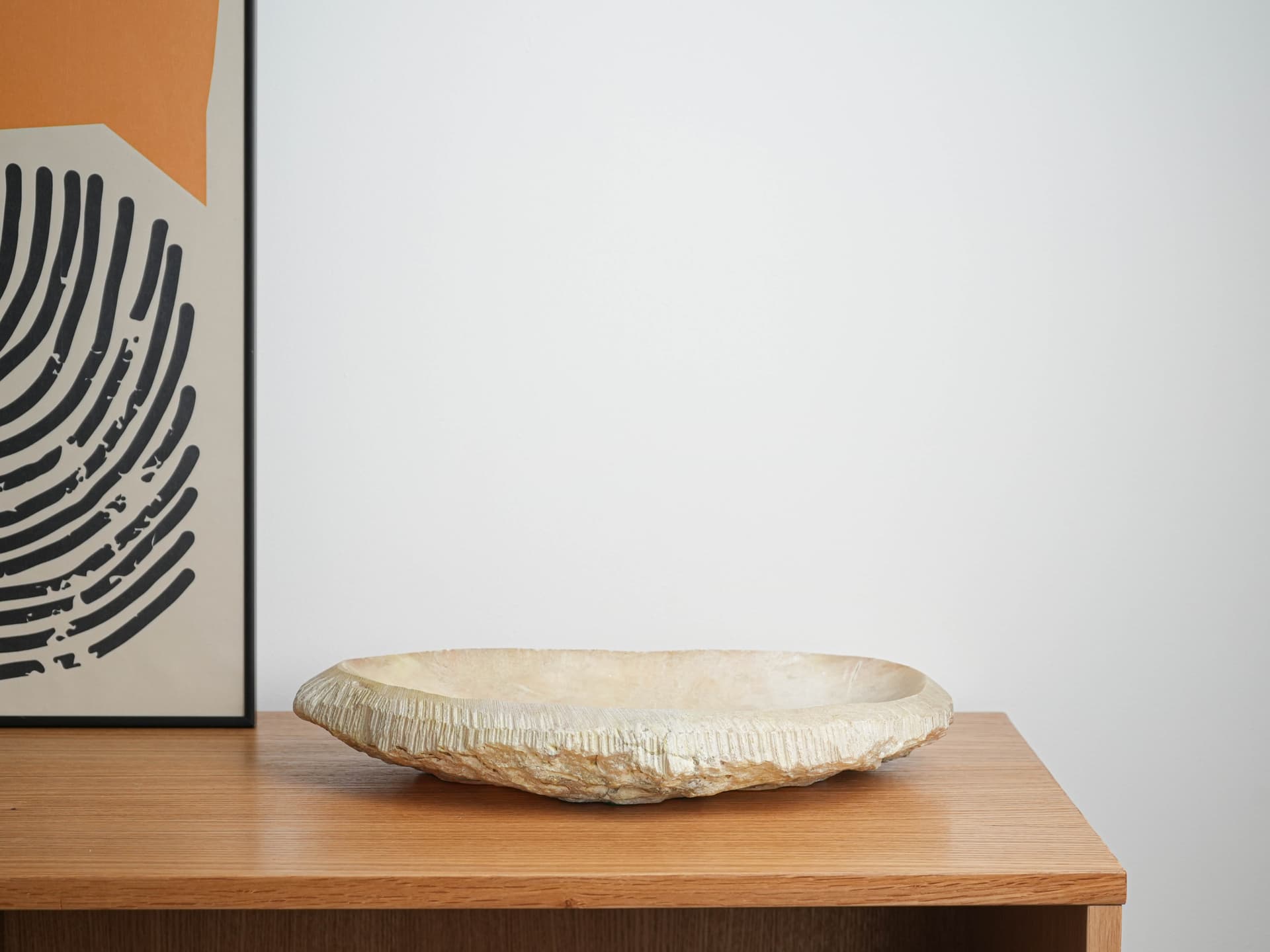 Platter Organic, white beige, alabaster, Denmark, 1970s. - 389616