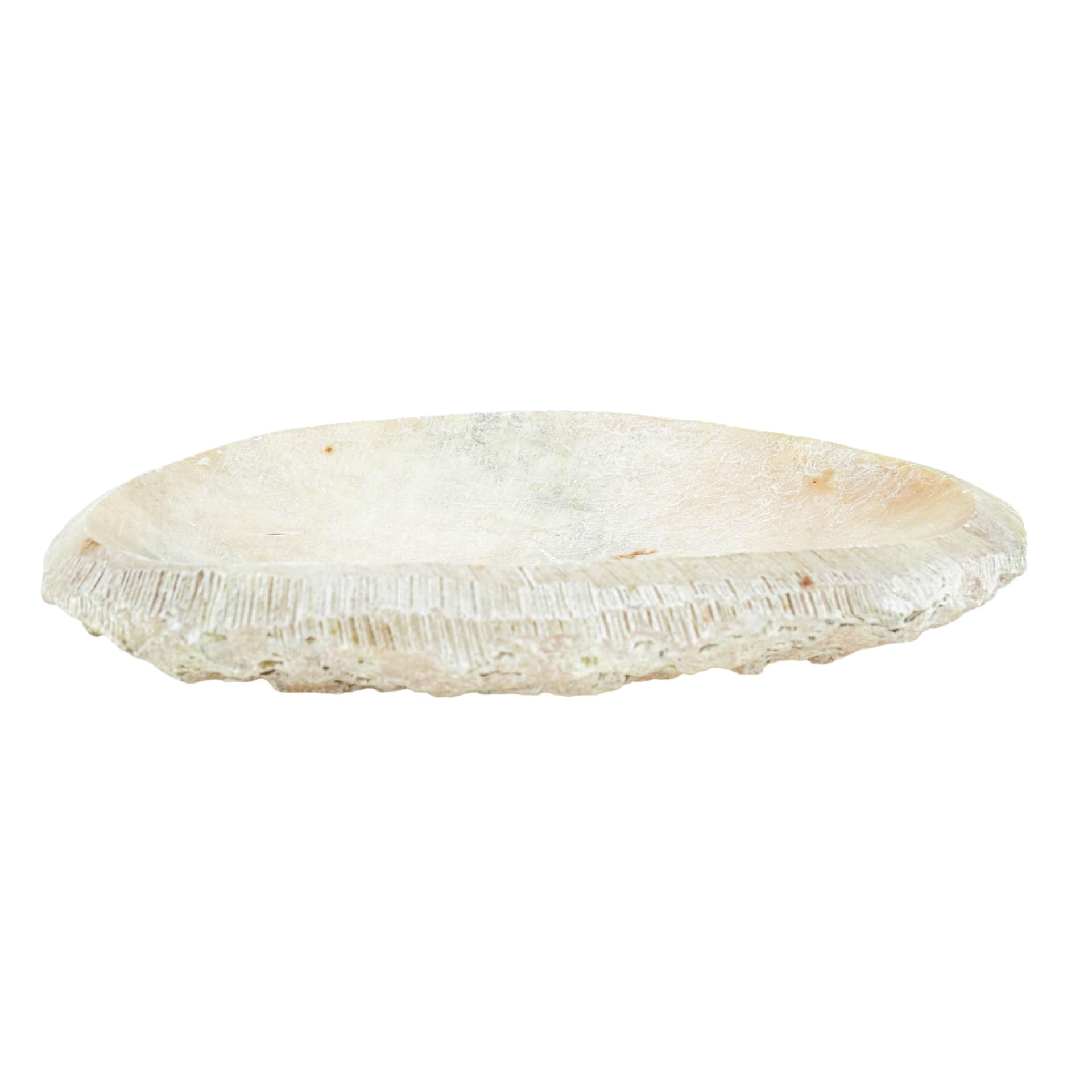 Platter Organic, white beige, alabaster, Denmark, 1970s.