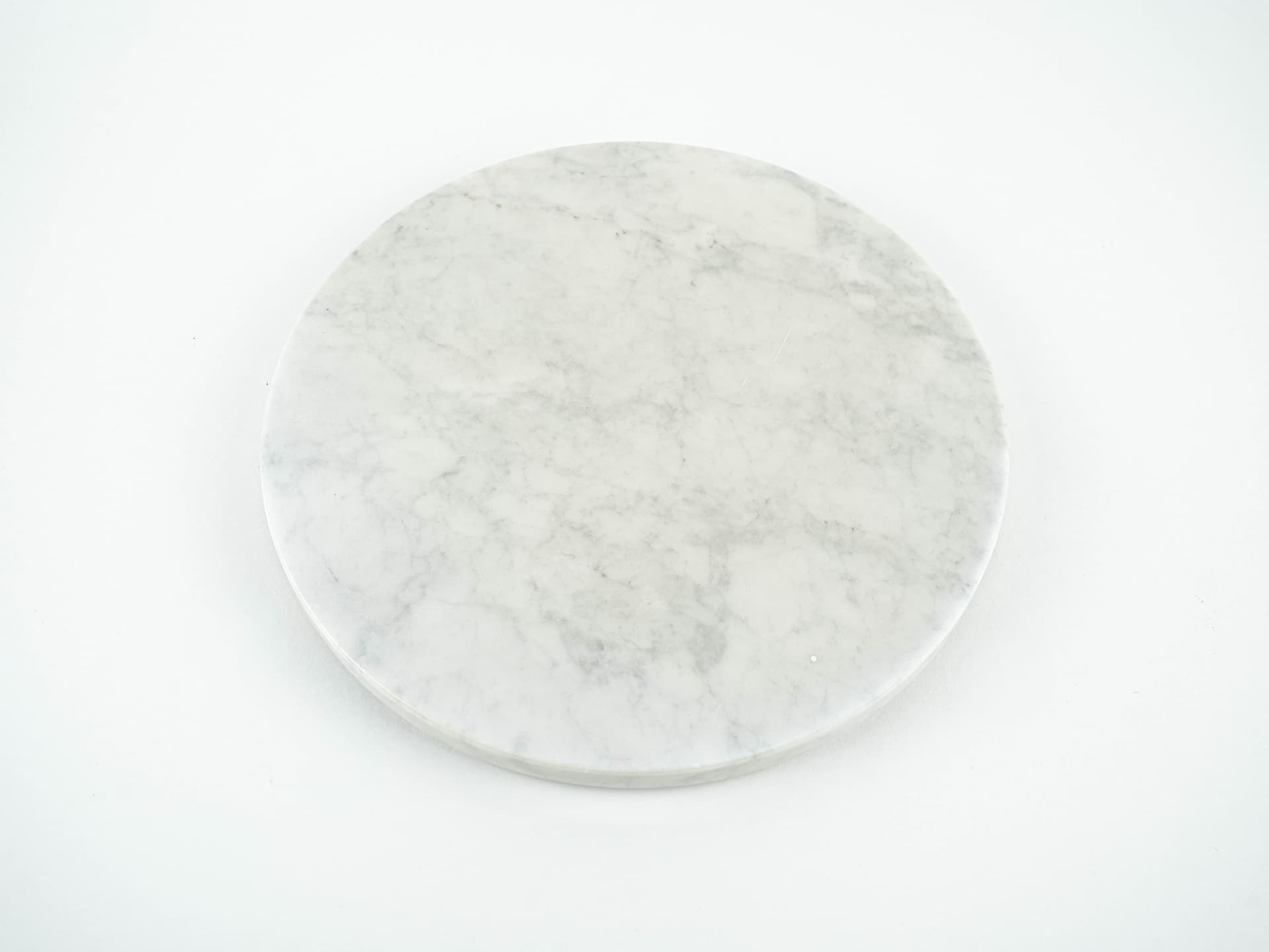 Round platter, white grey marble, Europe, 1970s. - 389627