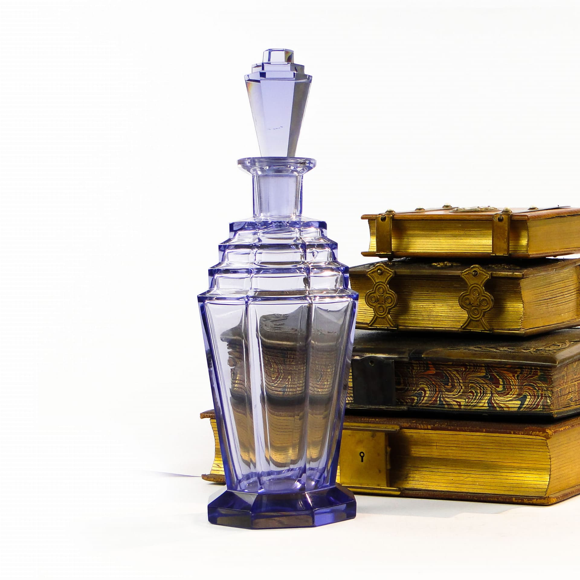 Decanter Art Deco, lavender crystal, by J. Hoffmann, 1920s - 389688
