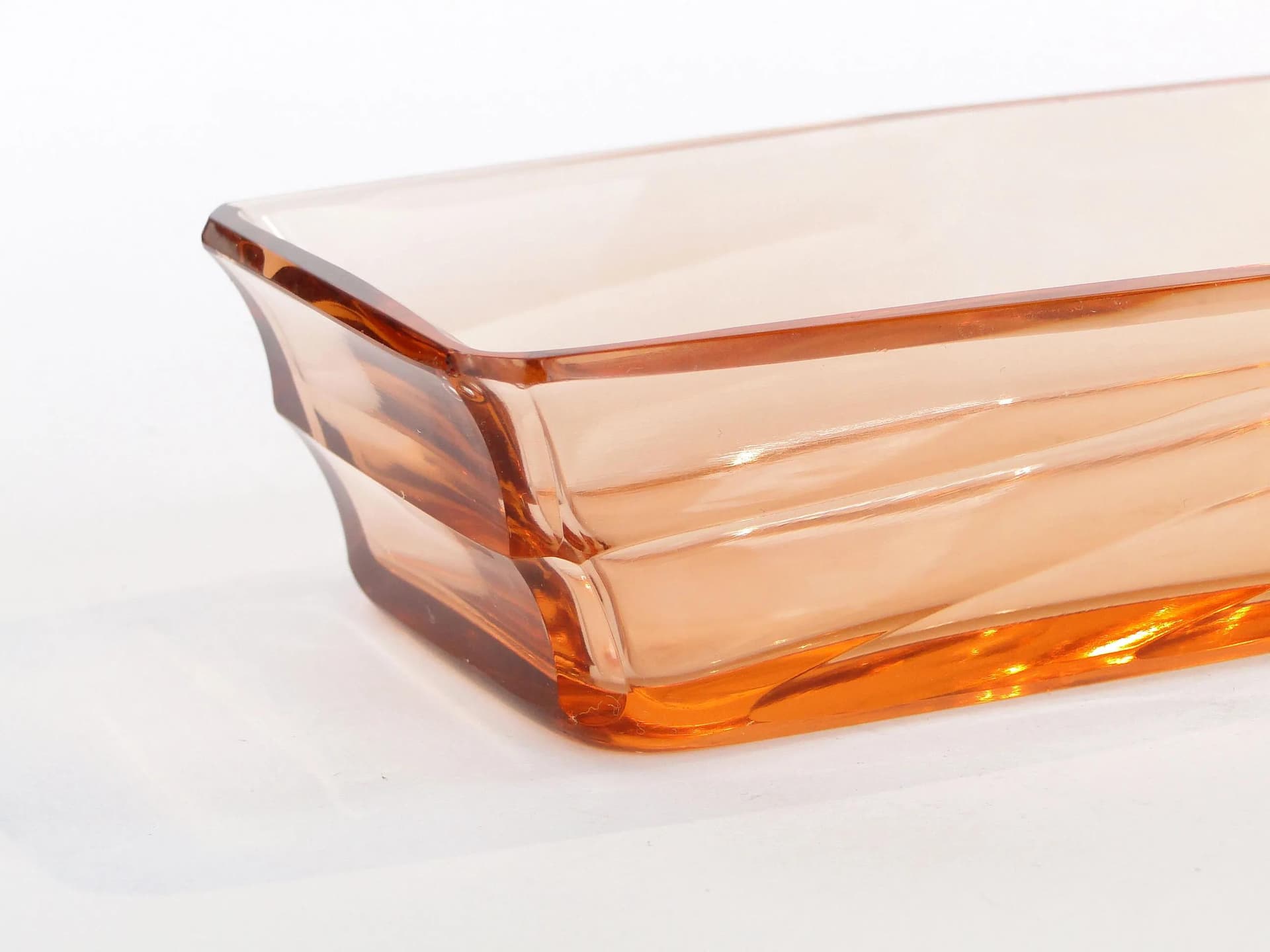 Jewelry Tray Art Deco, orange crystal, Czechoslovakia, 1930s. - 389707