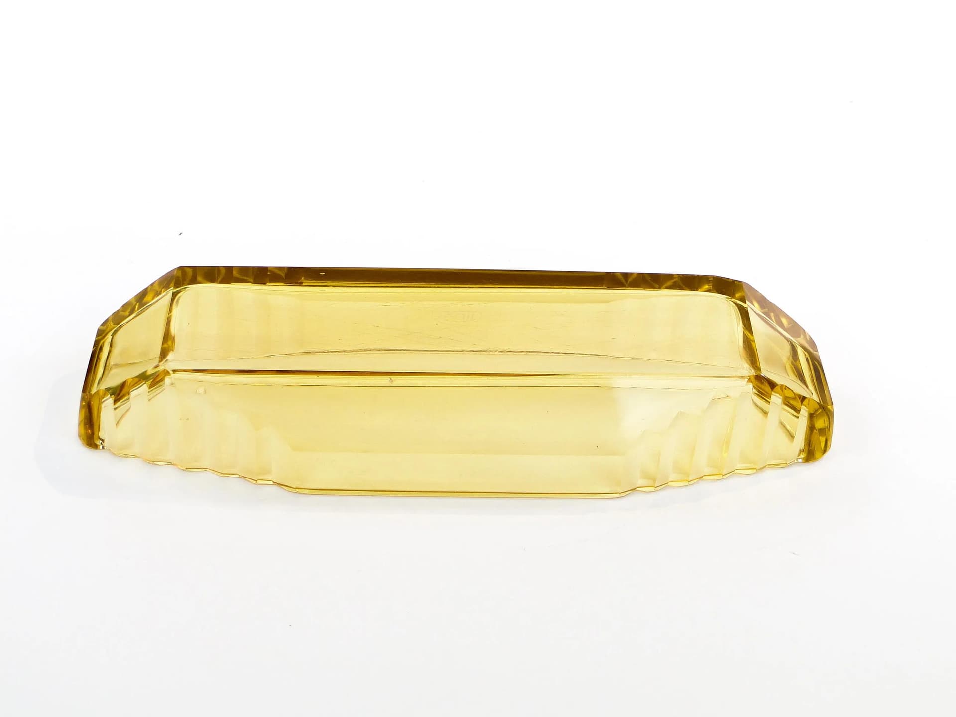 Tray Art Deco, yellow crystal, Moser, Czechoslovakia, 1930s. - 389715