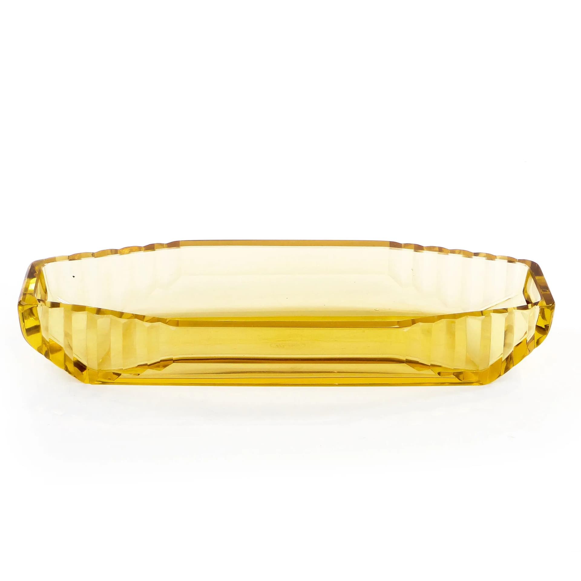 Tray Art Deco, yellow crystal, Moser, Czechoslovakia, 1930s. - 389710