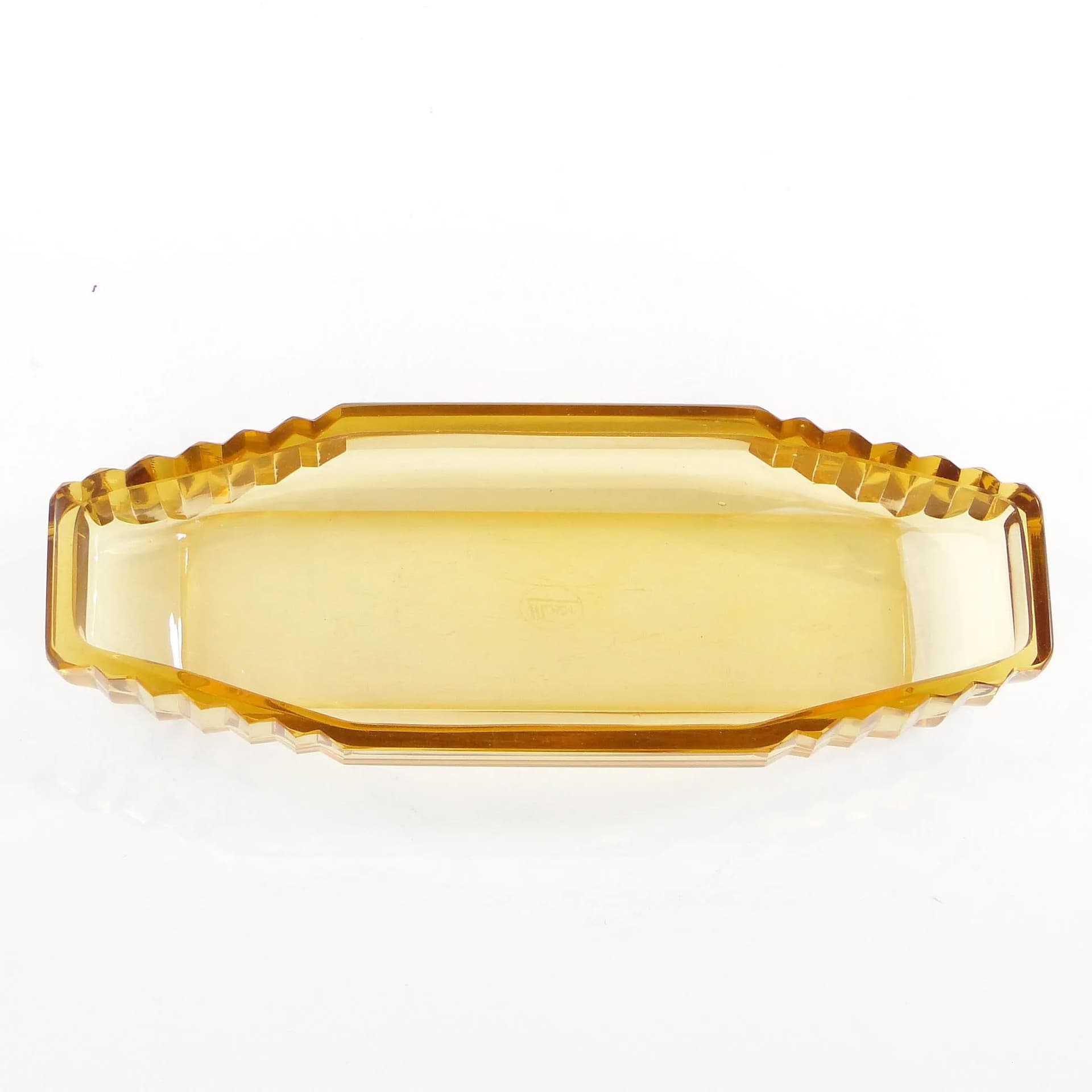 Tray Art Deco, yellow crystal, Moser, Czechoslovakia, 1930s. - 389712