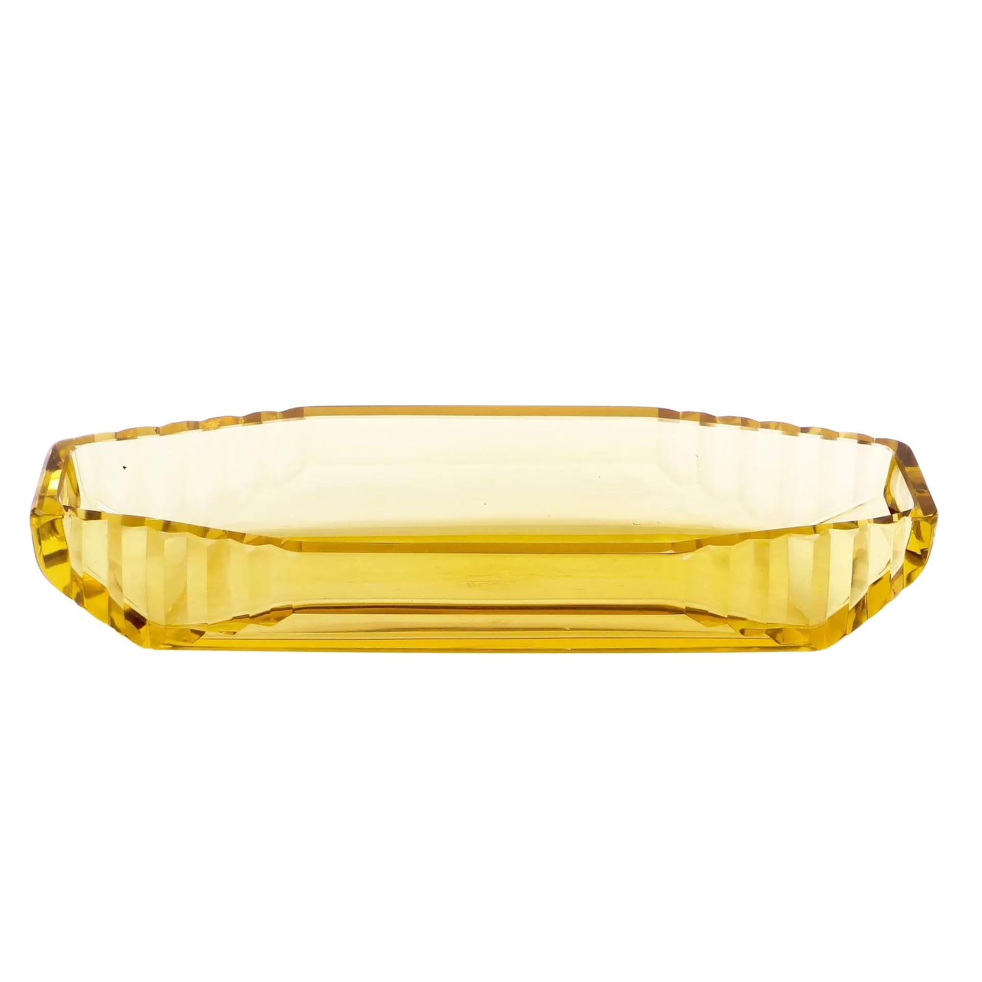 Tray Art Deco, yellow crystal, Moser, Czechoslovakia, 1930s.