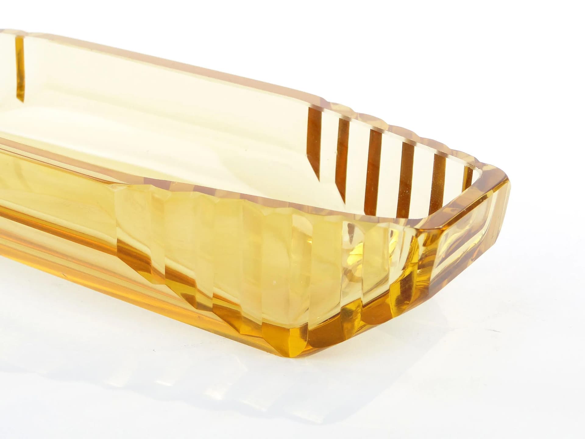 Tray Art Deco, yellow crystal, Moser, Czechoslovakia, 1930s. - 389713