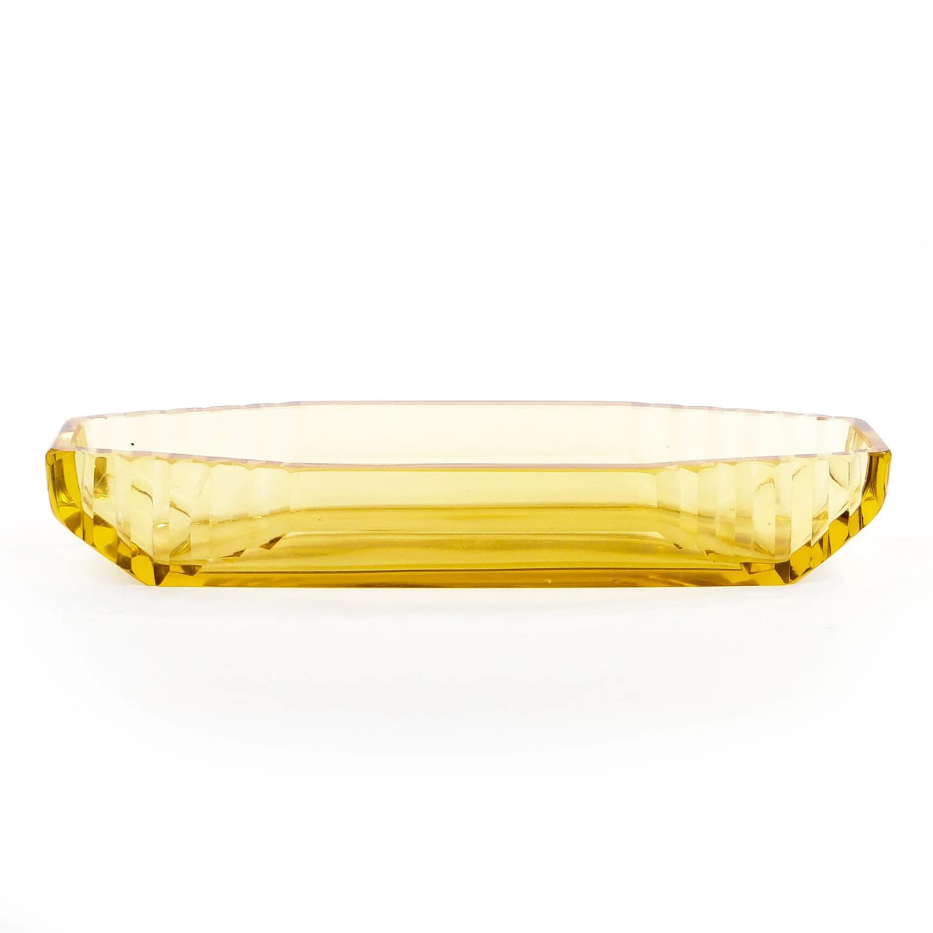 Tray Art Deco, yellow crystal, Moser, Czechoslovakia, 1930s. - 389711