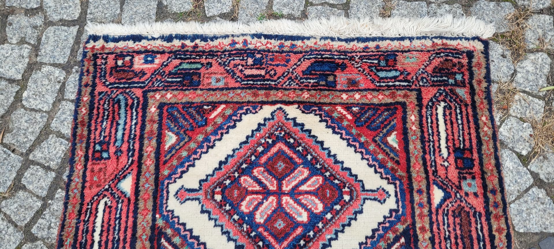 Rug Hamadan, 80x134 cm, red wool, white cotton, Iran, early 20th c. - 389780