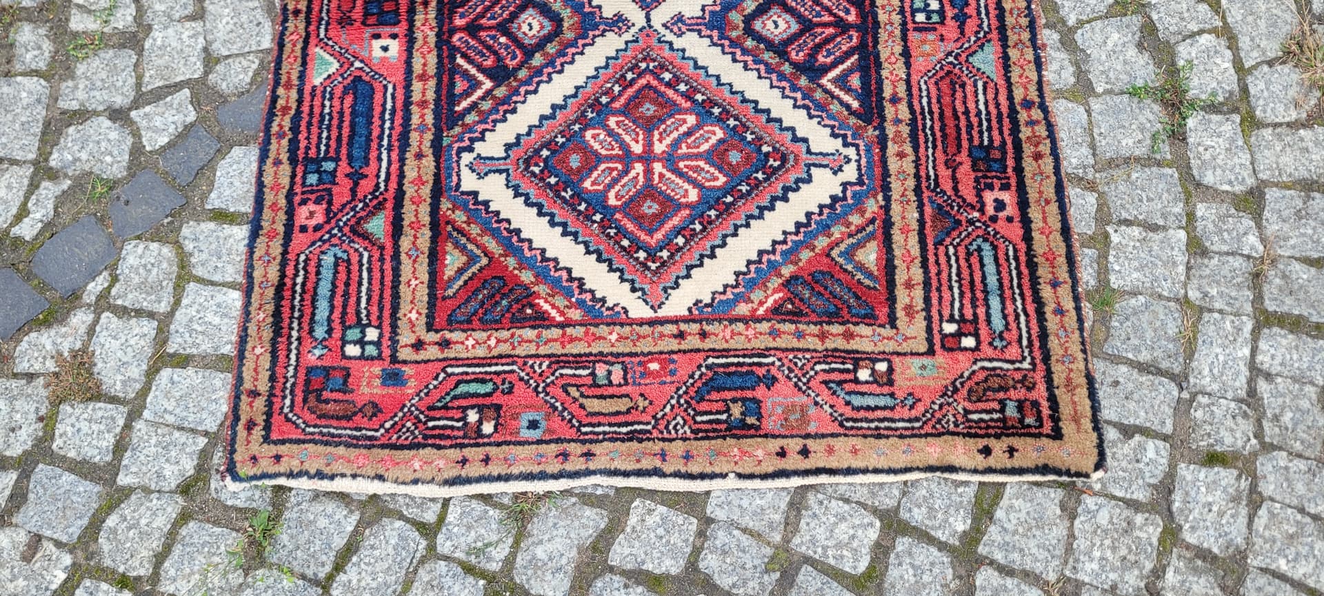 Rug Hamadan, 80x134 cm, red wool, white cotton, Iran, early 20th c. - 389782