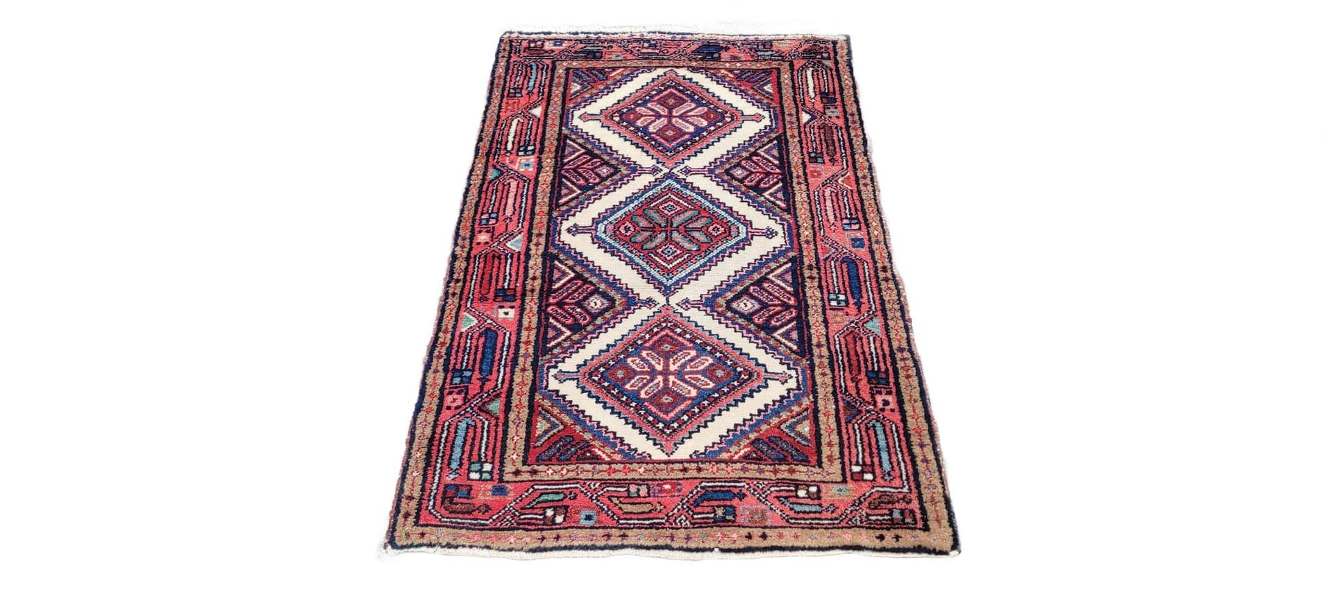 Rug Hamadan, 80x134 cm, red wool, white cotton, Iran, early 20th c.