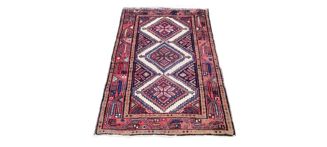 Rug Hamadan, 80x134 cm, red wool, white cotton, Iran, early 20th c. - DIMENSION