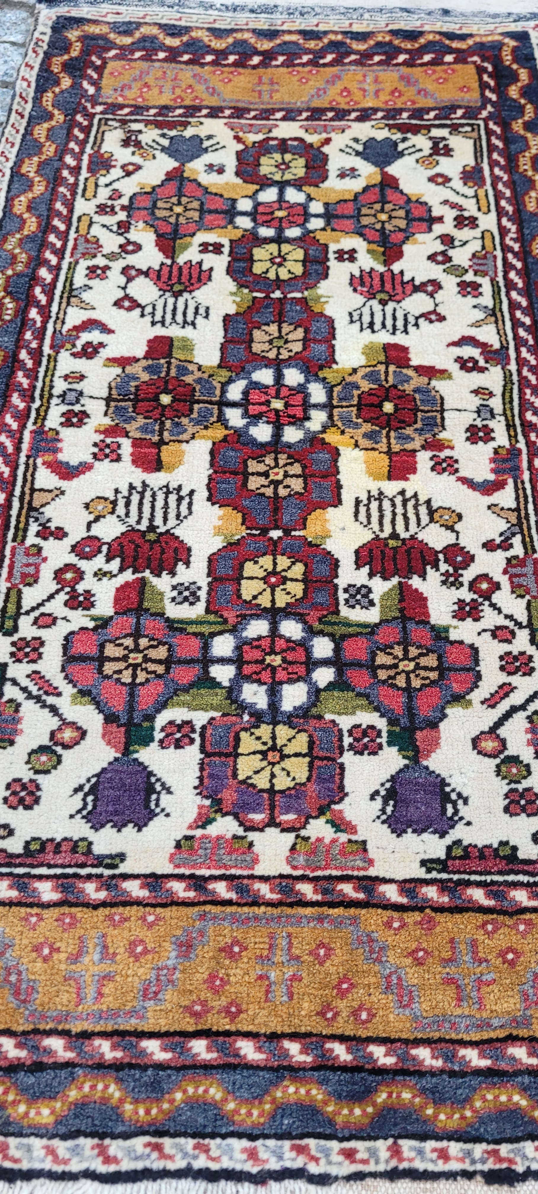 Dywan anatolijski 110x52 cm, beżowy, wełna, Turcja, lata 70. - 389806