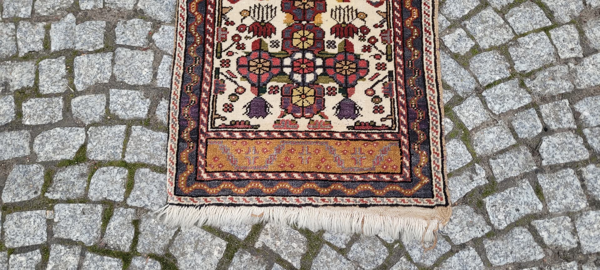 Dywan anatolijski 110x52 cm, beżowy, wełna, Turcja, lata 70. - 389816
