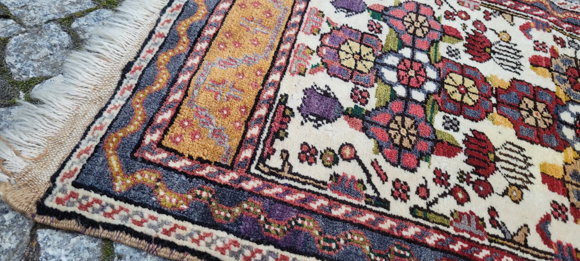 Dywan anatolijski 110x52 cm, beżowy, wełna, Turcja, lata 70. - 389807