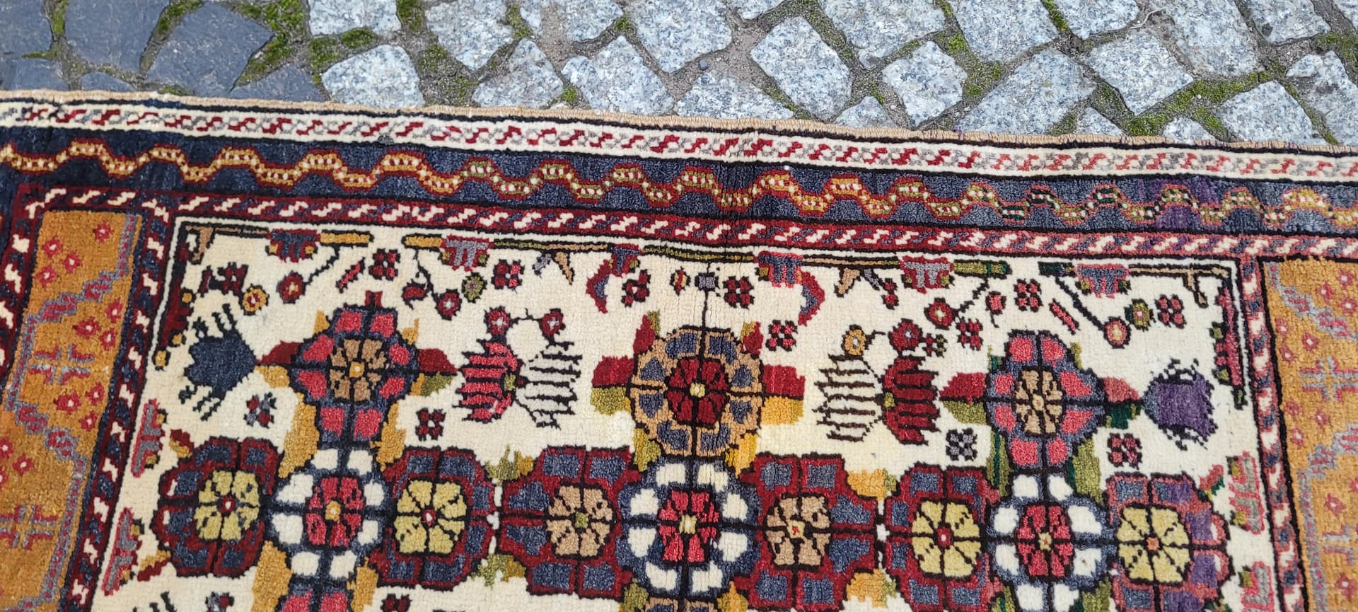 Dywan anatolijski 110x52 cm, beżowy, wełna, Turcja, lata 70. - 389809
