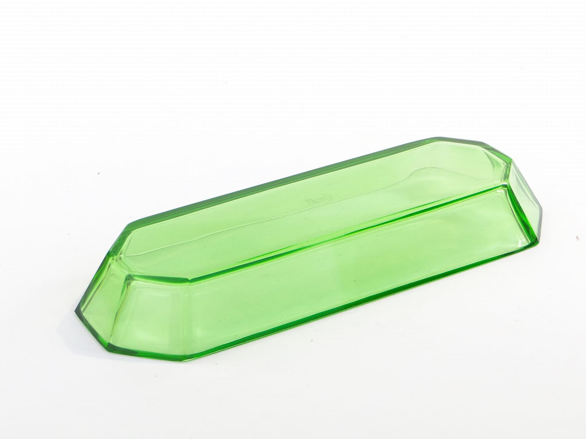 Jewelry Tray Art Deco, green crystal, Moser, Czechoslovakia, 1930s - 389821