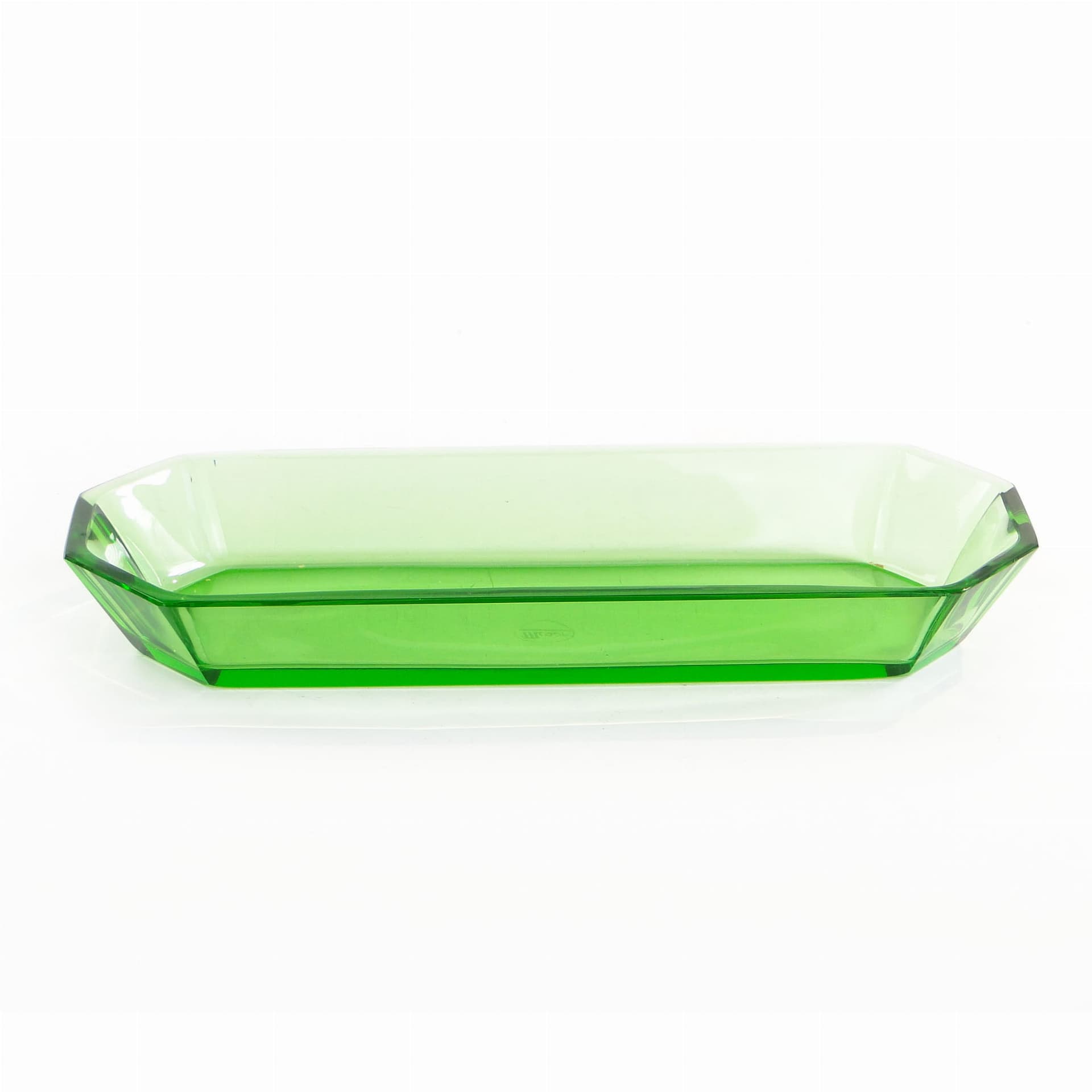 Jewelry Tray Art Deco, green crystal, Moser, Czechoslovakia, 1930s - 389824